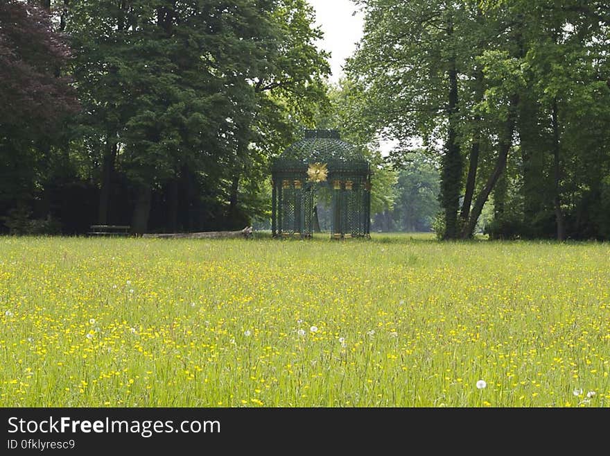 Trellised gazebo in the vast park of Sanssouci.