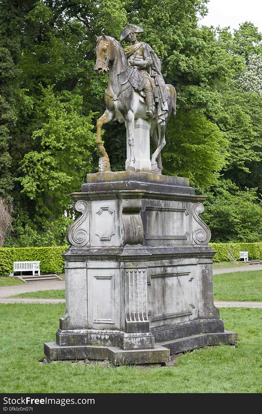 Frederick the Great statue in front of Orangery Palace terraces. Frederick the Great statue in front of Orangery Palace terraces.