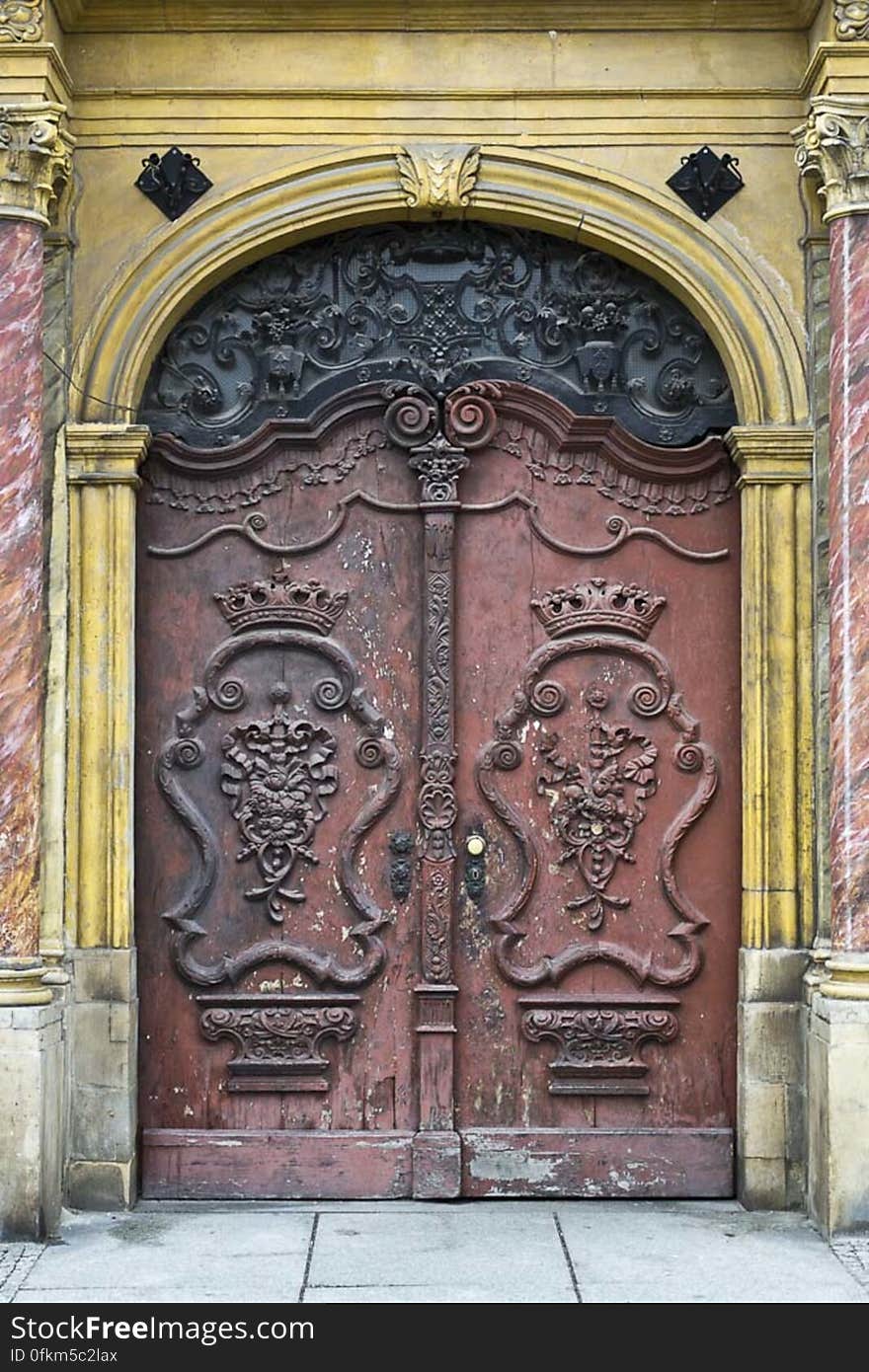 Decorated wooden doors of House of Seven Electors, named after the seven noblemen who elected Holy Roman Emperor Leopold. Decorated wooden doors of House of Seven Electors, named after the seven noblemen who elected Holy Roman Emperor Leopold.