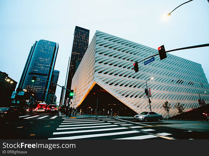 The Broad, a contemporary art museum on Grand Avenue in Downtown Los Angeles. The Broad, a contemporary art museum on Grand Avenue in Downtown Los Angeles.