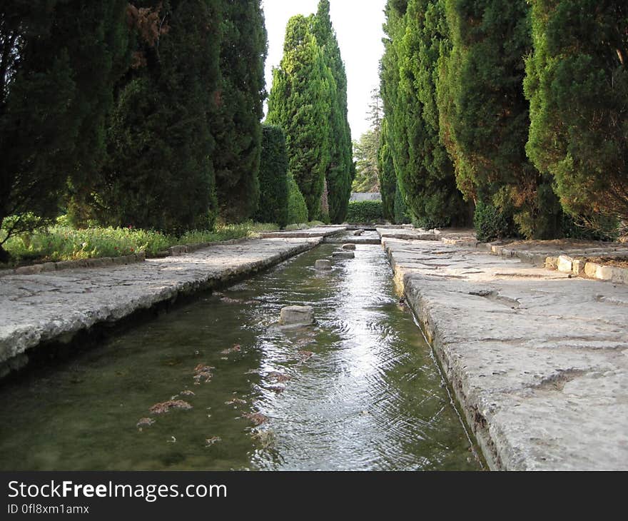 An old water channel in park.