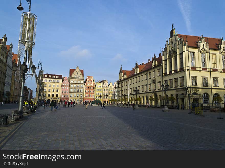 A view at the Market Square in Wrocław, Poland.