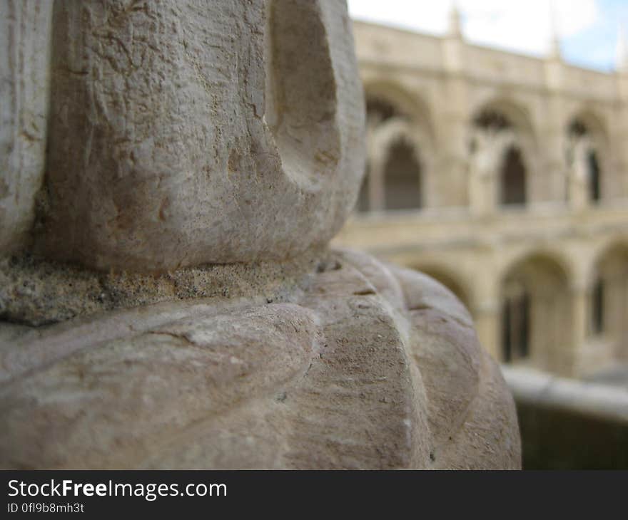 A close up of a stone monument.