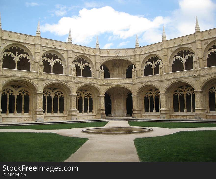 The vestibule of a stylish historic building with arched balconies. The vestibule of a stylish historic building with arched balconies.