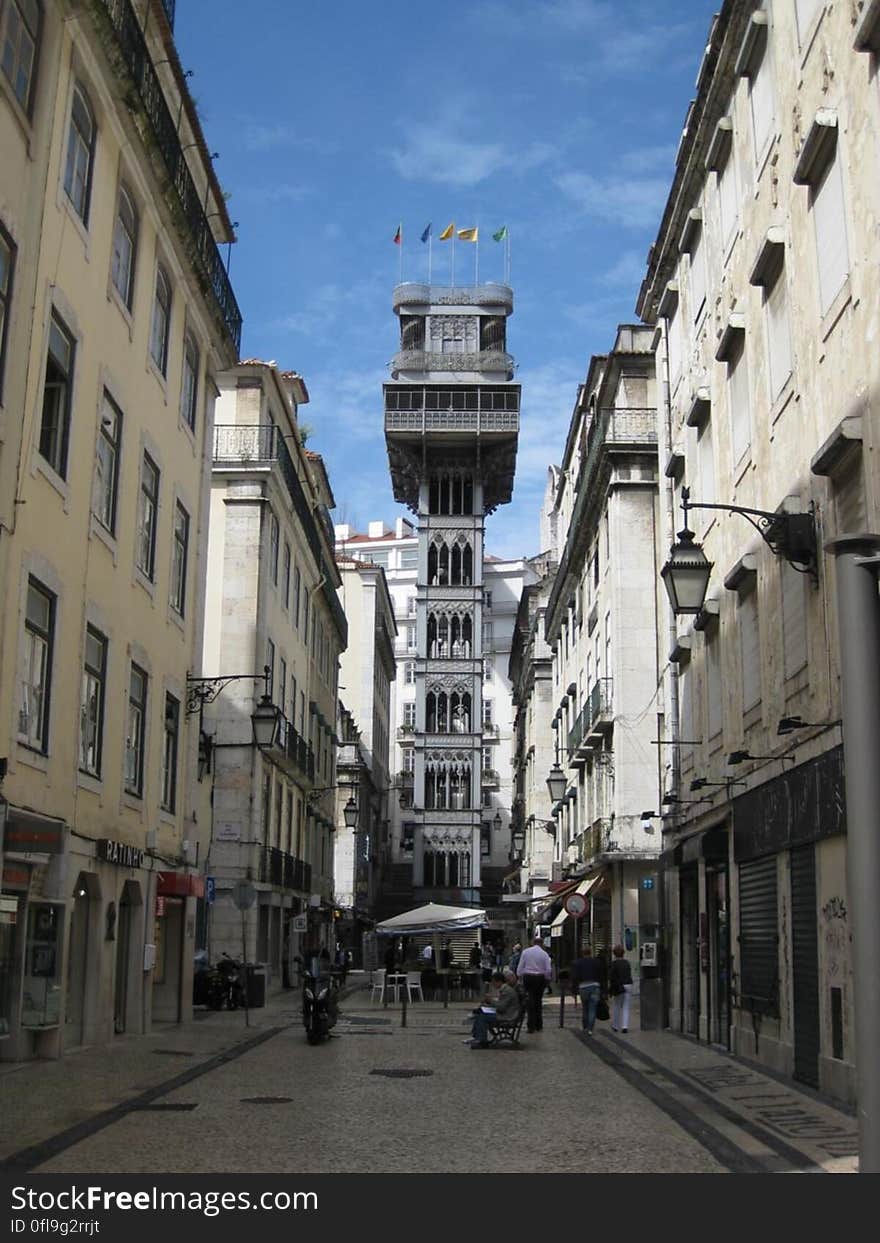 The Santa Justa Lift in the civil parish of Santa Justa, in the city of Lisbon, Portugal.