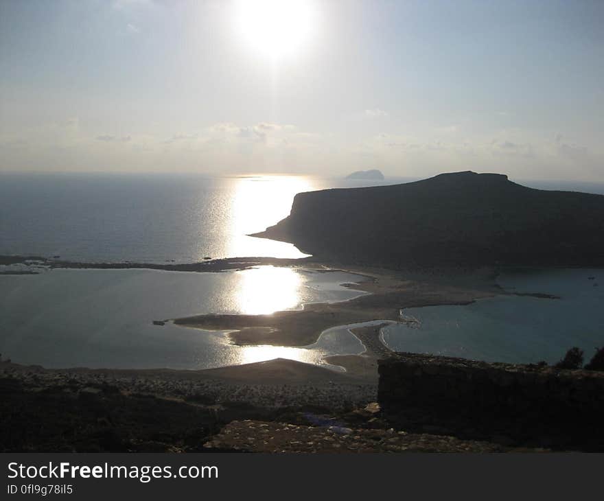 A seascape with islands under the sun. A seascape with islands under the sun.