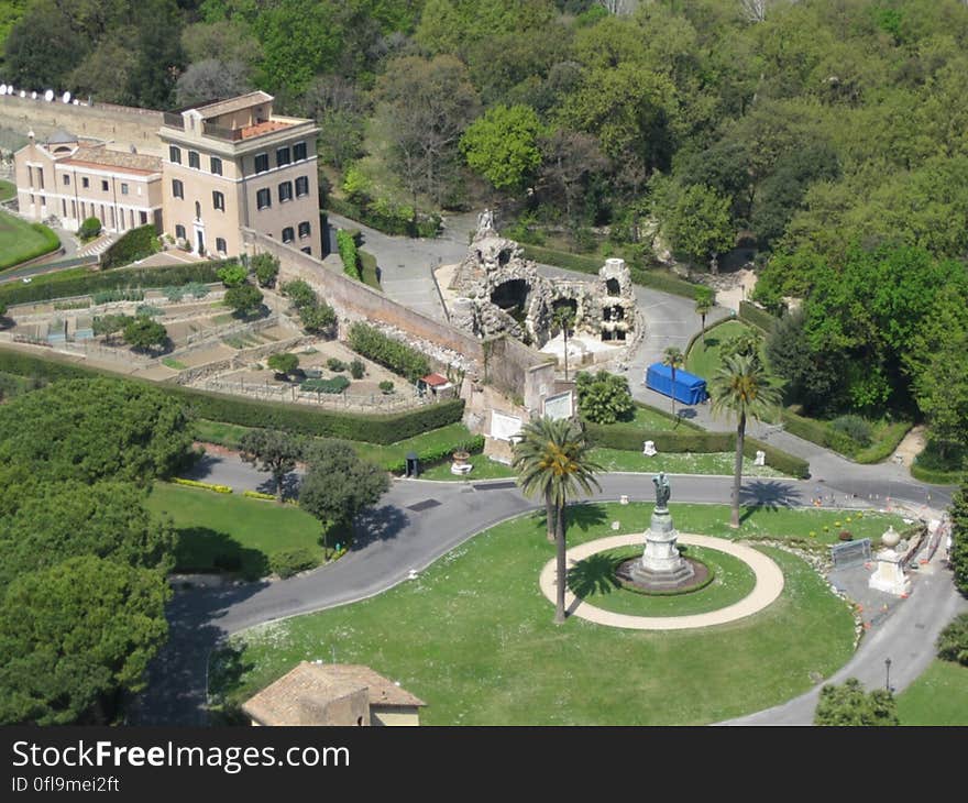 A view above the Vatican Gardens in Vatican City, Rome, Italy.