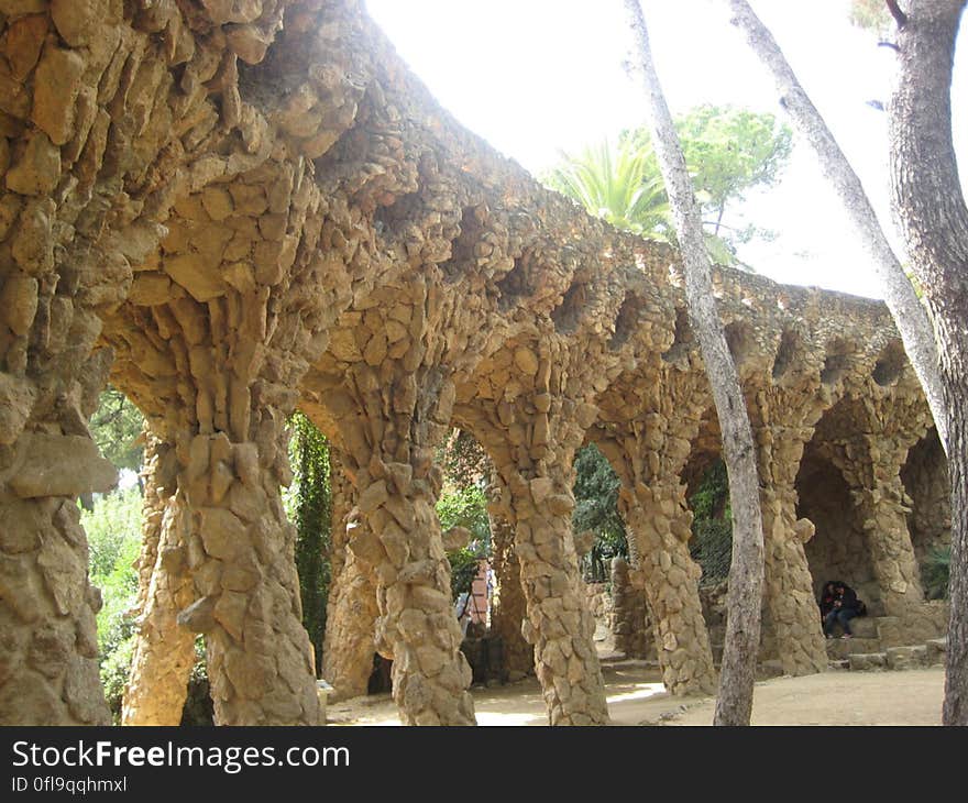 Stone ruins of a curved ancient building. Stone ruins of a curved ancient building.