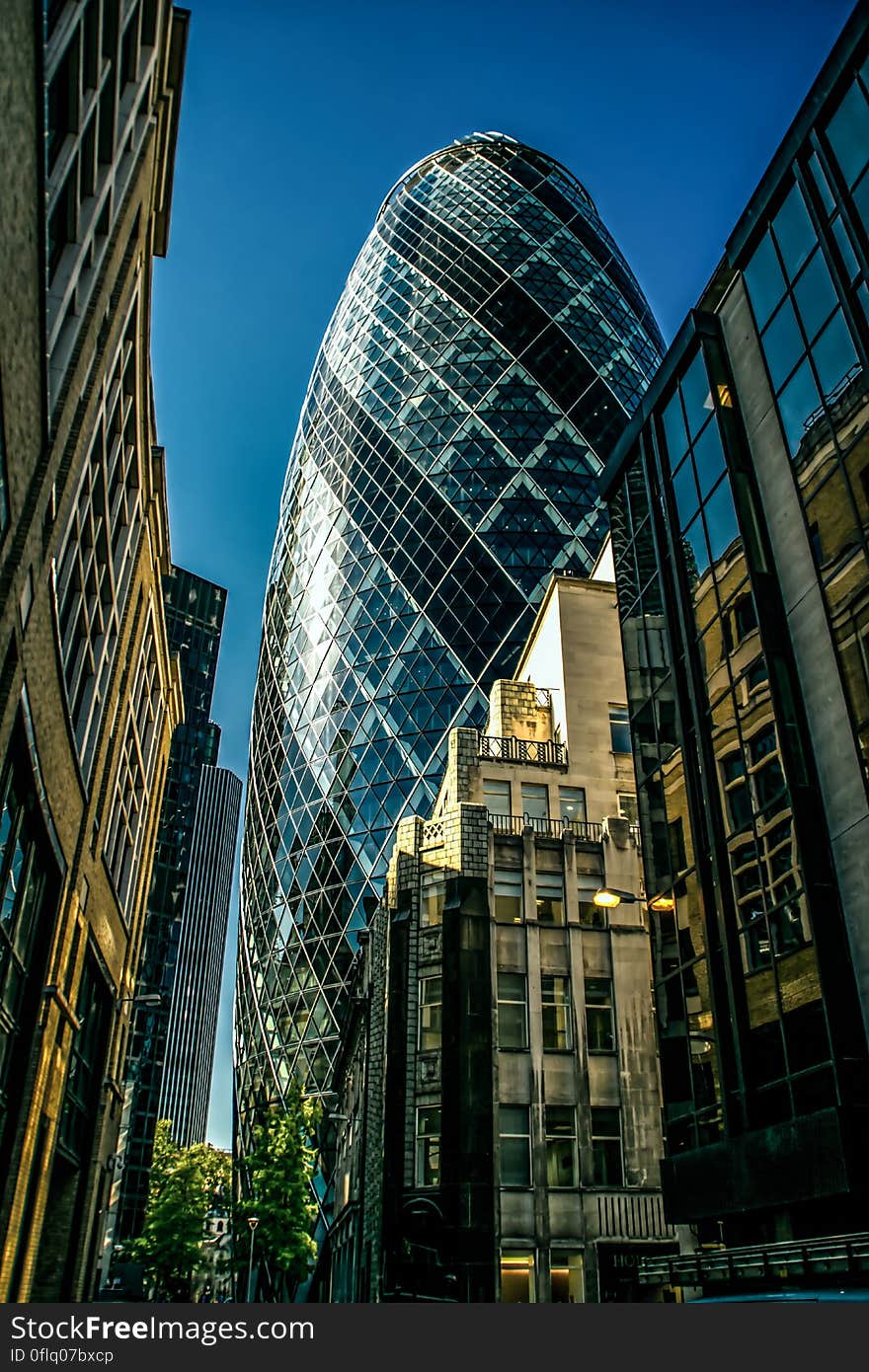 30 St Mary Axe (also as The Gherkin) a commercial skyscraper in the City of London, London, England. 30 St Mary Axe (also as The Gherkin) a commercial skyscraper in the City of London, London, England.