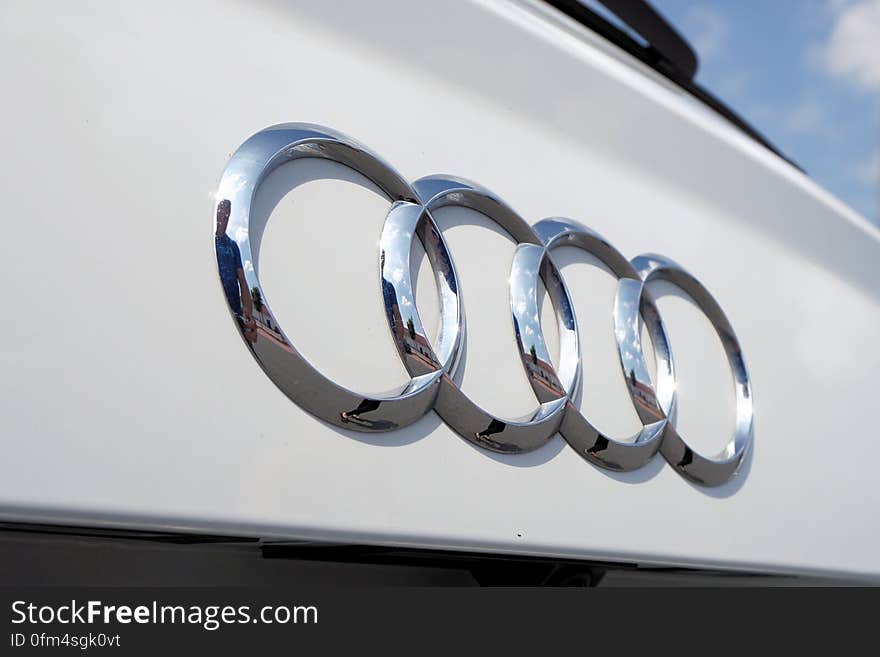 Silver Audi Car Emblem