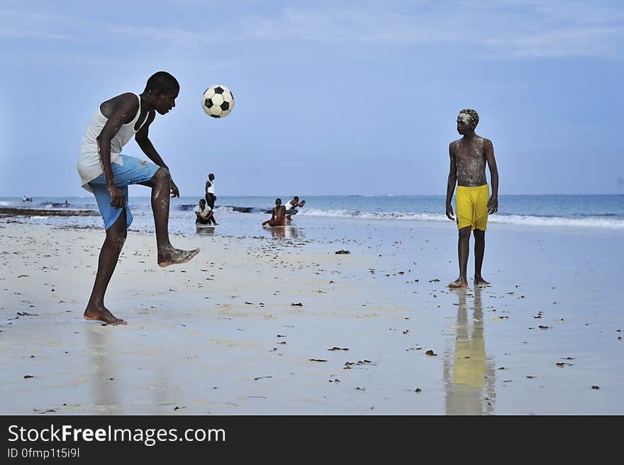 Children play soccer on Lido beach in Mogadishu. After more than two decades of civil war, life in Somalia&#x27;s capital is finally returning to some semblance of normality. AU-UN IST PHOTO / TOBIN JONES. Children play soccer on Lido beach in Mogadishu. After more than two decades of civil war, life in Somalia&#x27;s capital is finally returning to some semblance of normality. AU-UN IST PHOTO / TOBIN JONES.