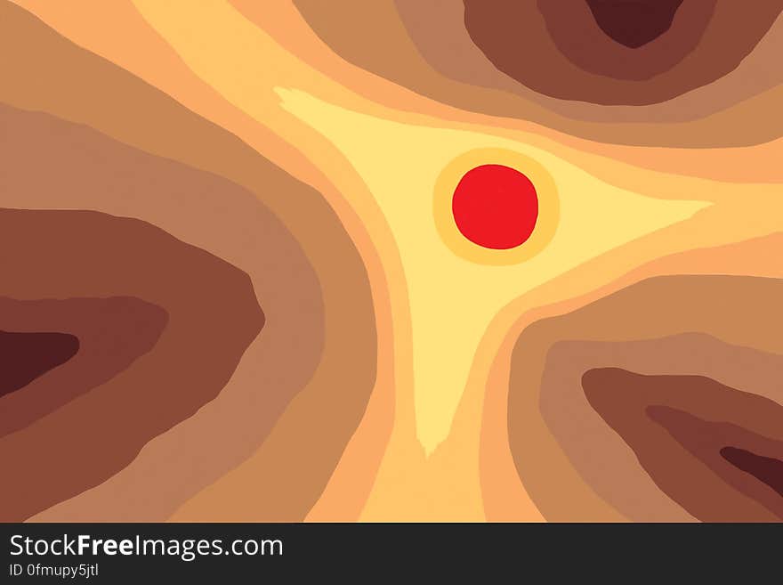 Abstract background with red sun on warm pastel colors