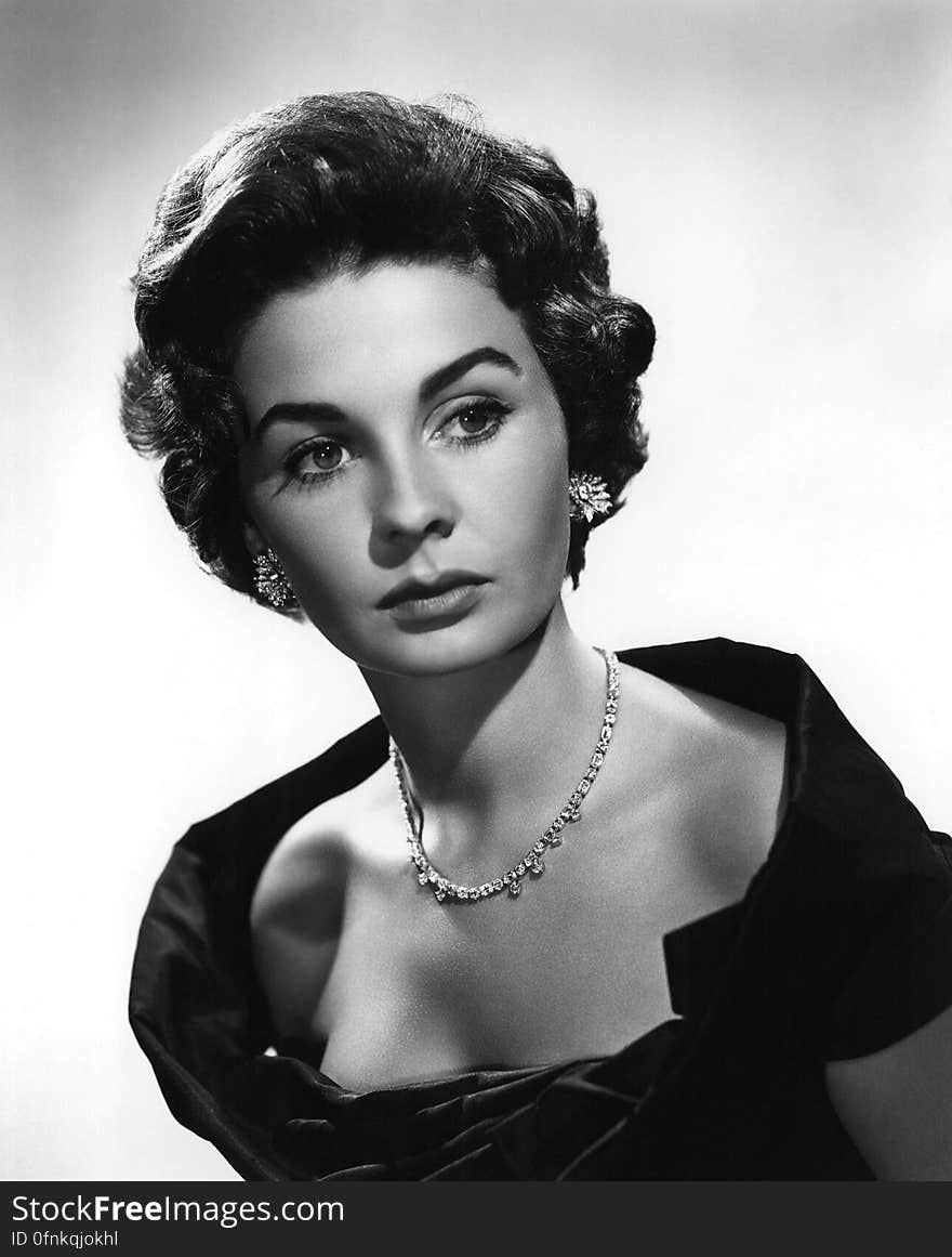 Vintage black and white portrait of Hollywood actress Jean Simmons. Vintage black and white portrait of Hollywood actress Jean Simmons.