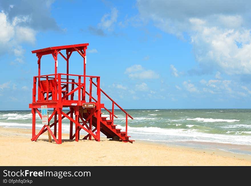 The lookout tower for lifeguards on the beach. The lookout tower for lifeguards on the beach.