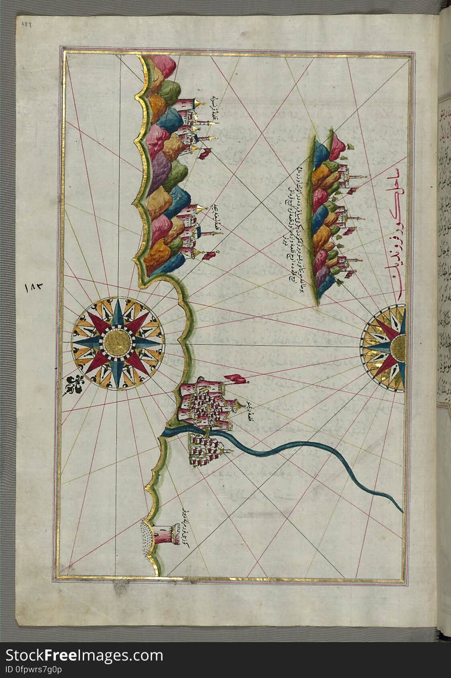 Originally composed in 932 AH / 1525 CE and dedicated to Sultan Süleyman I &#x28;&quot;The Magnificent&quot;&#x29;, this great work by Piri Reis &#x28;d. 962 AH / 1555 CE&#x29; on navigation was later revised and expanded. The present manuscript, made mostly in the late 11th AH / 17th CE century, is based on the later expanded version with some 240 exquisitely executed maps and portolan charts. They include a world map &#x28;fol.41a&#x29; with the outline of the Americas, as well as coastlines &#x28;bays, capes, peninsulas&#x29;, islands, mountains and cities of the Mediterranean basin and the Black Sea. The work starts with the description of the coastline of Anatolia and the islands of the Aegean Sea, the Peloponnese peninsula and eastern and western coasts of the Adriatic Sea. It then proceeds to describe the western shores of Italy, southern France, Spain, North Africa, Palestine, Israel, Lebanon, Syria, western Anatolia, various islands north of Crete, Sea of Marmara, Bosporus and the Black Sea. It ends with a map of the shores of the the Caspian Sea &#x28;fol.374a&#x29;. See this manuscript page by page at the Walters Art Museum website: art.thewalters.org/viewwoa.aspx?id=19195. Originally composed in 932 AH / 1525 CE and dedicated to Sultan Süleyman I &#x28;&quot;The Magnificent&quot;&#x29;, this great work by Piri Reis &#x28;d. 962 AH / 1555 CE&#x29; on navigation was later revised and expanded. The present manuscript, made mostly in the late 11th AH / 17th CE century, is based on the later expanded version with some 240 exquisitely executed maps and portolan charts. They include a world map &#x28;fol.41a&#x29; with the outline of the Americas, as well as coastlines &#x28;bays, capes, peninsulas&#x29;, islands, mountains and cities of the Mediterranean basin and the Black Sea. The work starts with the description of the coastline of Anatolia and the islands of the Aegean Sea, the Peloponnese peninsula and eastern and western coasts of the Adriatic Sea. It then proceeds to describe the western shores of Italy, southern France, Spain, North Africa, Palestine, Israel, Lebanon, Syria, western Anatolia, various islands north of Crete, Sea of Marmara, Bosporus and the Black Sea. It ends with a map of the shores of the the Caspian Sea &#x28;fol.374a&#x29;. See this manuscript page by page at the Walters Art Museum website: art.thewalters.org/viewwoa.aspx?id=19195