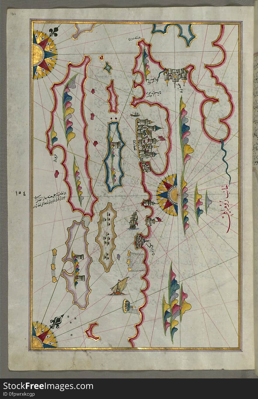 Originally composed in 932 AH / 1525 CE and dedicated to Sultan Süleyman I &#x28;&quot;The Magnificent&quot;&#x29;, this great work by Piri Reis &#x28;d. 962 AH / 1555 CE&#x29; on navigation was later revised and expanded. The present manuscript, made mostly in the late 11th AH / 17th CE century, is based on the later expanded version with some 240 exquisitely executed maps and portolan charts. They include a world map &#x28;fol.41a&#x29; with the outline of the Americas, as well as coastlines &#x28;bays, capes, peninsulas&#x29;, islands, mountains and cities of the Mediterranean basin and the Black Sea. The work starts with the description of the coastline of Anatolia and the islands of the Aegean Sea, the Peloponnese peninsula and eastern and western coasts of the Adriatic Sea. It then proceeds to describe the western shores of Italy, southern France, Spain, North Africa, Palestine, Israel, Lebanon, Syria, western Anatolia, various islands north of Crete, Sea of Marmara, Bosporus and the Black Sea. It ends with a map of the shores of the the Caspian Sea &#x28;fol.374a&#x29;. See this manuscript page by page at the Walters Art Museum website: art.thewalters.org/viewwoa.aspx?id=19195. Originally composed in 932 AH / 1525 CE and dedicated to Sultan Süleyman I &#x28;&quot;The Magnificent&quot;&#x29;, this great work by Piri Reis &#x28;d. 962 AH / 1555 CE&#x29; on navigation was later revised and expanded. The present manuscript, made mostly in the late 11th AH / 17th CE century, is based on the later expanded version with some 240 exquisitely executed maps and portolan charts. They include a world map &#x28;fol.41a&#x29; with the outline of the Americas, as well as coastlines &#x28;bays, capes, peninsulas&#x29;, islands, mountains and cities of the Mediterranean basin and the Black Sea. The work starts with the description of the coastline of Anatolia and the islands of the Aegean Sea, the Peloponnese peninsula and eastern and western coasts of the Adriatic Sea. It then proceeds to describe the western shores of Italy, southern France, Spain, North Africa, Palestine, Israel, Lebanon, Syria, western Anatolia, various islands north of Crete, Sea of Marmara, Bosporus and the Black Sea. It ends with a map of the shores of the the Caspian Sea &#x28;fol.374a&#x29;. See this manuscript page by page at the Walters Art Museum website: art.thewalters.org/viewwoa.aspx?id=19195