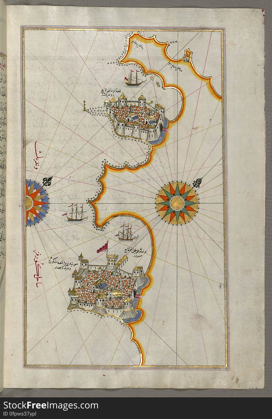 Originally composed in 932 AH / 1525 CE and dedicated to Sultan Süleyman I &#x28;&quot;The Magnificent&quot;&#x29;, this great work by Piri Reis &#x28;d. 962 AH / 1555 CE&#x29; on navigation was later revised and expanded. The present manuscript, made mostly in the late 11th AH / 17th CE century, is based on the later expanded version with some 240 exquisitely executed maps and portolan charts. They include a world map &#x28;fol.41a&#x29; with the outline of the Americas, as well as coastlines &#x28;bays, capes, peninsulas&#x29;, islands, mountains and cities of the Mediterranean basin and the Black Sea. The work starts with the description of the coastline of Anatolia and the islands of the Aegean Sea, the Peloponnese peninsula and eastern and western coasts of the Adriatic Sea. It then proceeds to describe the western shores of Italy, southern France, Spain, North Africa, Palestine, Israel, Lebanon, Syria, western Anatolia, various islands north of Crete, Sea of Marmara, Bosporus and the Black Sea. It ends with a map of the shores of the the Caspian Sea &#x28;fol.374a&#x29;. See this manuscript page by page at the Walters Art Museum website: art.thewalters.org/viewwoa.aspx?id=19195. Originally composed in 932 AH / 1525 CE and dedicated to Sultan Süleyman I &#x28;&quot;The Magnificent&quot;&#x29;, this great work by Piri Reis &#x28;d. 962 AH / 1555 CE&#x29; on navigation was later revised and expanded. The present manuscript, made mostly in the late 11th AH / 17th CE century, is based on the later expanded version with some 240 exquisitely executed maps and portolan charts. They include a world map &#x28;fol.41a&#x29; with the outline of the Americas, as well as coastlines &#x28;bays, capes, peninsulas&#x29;, islands, mountains and cities of the Mediterranean basin and the Black Sea. The work starts with the description of the coastline of Anatolia and the islands of the Aegean Sea, the Peloponnese peninsula and eastern and western coasts of the Adriatic Sea. It then proceeds to describe the western shores of Italy, southern France, Spain, North Africa, Palestine, Israel, Lebanon, Syria, western Anatolia, various islands north of Crete, Sea of Marmara, Bosporus and the Black Sea. It ends with a map of the shores of the the Caspian Sea &#x28;fol.374a&#x29;. See this manuscript page by page at the Walters Art Museum website: art.thewalters.org/viewwoa.aspx?id=19195