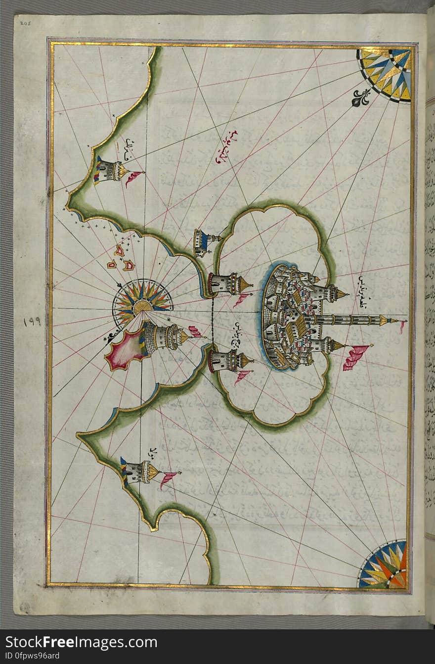 Originally composed in 932 AH / 1525 CE and dedicated to Sultan Süleyman I &#x28;&quot;The Magnificent&quot;&#x29;, this great work by Piri Reis &#x28;d. 962 AH / 1555 CE&#x29; on navigation was later revised and expanded. The present manuscript, made mostly in the late 11th AH / 17th CE century, is based on the later expanded version with some 240 exquisitely executed maps and portolan charts. They include a world map &#x28;fol.41a&#x29; with the outline of the Americas, as well as coastlines &#x28;bays, capes, peninsulas&#x29;, islands, mountains and cities of the Mediterranean basin and the Black Sea. The work starts with the description of the coastline of Anatolia and the islands of the Aegean Sea, the Peloponnese peninsula and eastern and western coasts of the Adriatic Sea. It then proceeds to describe the western shores of Italy, southern France, Spain, North Africa, Palestine, Israel, Lebanon, Syria, western Anatolia, various islands north of Crete, Sea of Marmara, Bosporus and the Black Sea. It ends with a map of the shores of the the Caspian Sea &#x28;fol.374a&#x29;. See this manuscript page by page at the Walters Art Museum website: art.thewalters.org/viewwoa.aspx?id=19195. Originally composed in 932 AH / 1525 CE and dedicated to Sultan Süleyman I &#x28;&quot;The Magnificent&quot;&#x29;, this great work by Piri Reis &#x28;d. 962 AH / 1555 CE&#x29; on navigation was later revised and expanded. The present manuscript, made mostly in the late 11th AH / 17th CE century, is based on the later expanded version with some 240 exquisitely executed maps and portolan charts. They include a world map &#x28;fol.41a&#x29; with the outline of the Americas, as well as coastlines &#x28;bays, capes, peninsulas&#x29;, islands, mountains and cities of the Mediterranean basin and the Black Sea. The work starts with the description of the coastline of Anatolia and the islands of the Aegean Sea, the Peloponnese peninsula and eastern and western coasts of the Adriatic Sea. It then proceeds to describe the western shores of Italy, southern France, Spain, North Africa, Palestine, Israel, Lebanon, Syria, western Anatolia, various islands north of Crete, Sea of Marmara, Bosporus and the Black Sea. It ends with a map of the shores of the the Caspian Sea &#x28;fol.374a&#x29;. See this manuscript page by page at the Walters Art Museum website: art.thewalters.org/viewwoa.aspx?id=19195