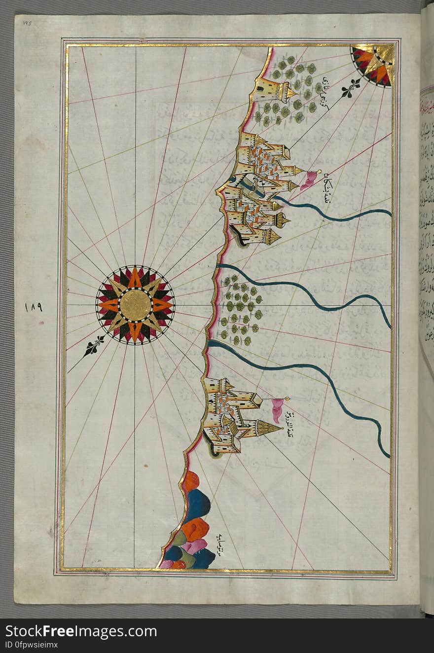 Originally composed in 932 AH / 1525 CE and dedicated to Sultan Süleyman I &#x28;&quot;The Magnificent&quot;&#x29;, this great work by Piri Reis &#x28;d. 962 AH / 1555 CE&#x29; on navigation was later revised and expanded. The present manuscript, made mostly in the late 11th AH / 17th CE century, is based on the later expanded version with some 240 exquisitely executed maps and portolan charts. They include a world map &#x28;fol.41a&#x29; with the outline of the Americas, as well as coastlines &#x28;bays, capes, peninsulas&#x29;, islands, mountains and cities of the Mediterranean basin and the Black Sea. The work starts with the description of the coastline of Anatolia and the islands of the Aegean Sea, the Peloponnese peninsula and eastern and western coasts of the Adriatic Sea. It then proceeds to describe the western shores of Italy, southern France, Spain, North Africa, Palestine, Israel, Lebanon, Syria, western Anatolia, various islands north of Crete, Sea of Marmara, Bosporus and the Black Sea. It ends with a map of the shores of the the Caspian Sea &#x28;fol.374a&#x29;. See this manuscript page by page at the Walters Art Museum website: art.thewalters.org/viewwoa.aspx?id=19195. Originally composed in 932 AH / 1525 CE and dedicated to Sultan Süleyman I &#x28;&quot;The Magnificent&quot;&#x29;, this great work by Piri Reis &#x28;d. 962 AH / 1555 CE&#x29; on navigation was later revised and expanded. The present manuscript, made mostly in the late 11th AH / 17th CE century, is based on the later expanded version with some 240 exquisitely executed maps and portolan charts. They include a world map &#x28;fol.41a&#x29; with the outline of the Americas, as well as coastlines &#x28;bays, capes, peninsulas&#x29;, islands, mountains and cities of the Mediterranean basin and the Black Sea. The work starts with the description of the coastline of Anatolia and the islands of the Aegean Sea, the Peloponnese peninsula and eastern and western coasts of the Adriatic Sea. It then proceeds to describe the western shores of Italy, southern France, Spain, North Africa, Palestine, Israel, Lebanon, Syria, western Anatolia, various islands north of Crete, Sea of Marmara, Bosporus and the Black Sea. It ends with a map of the shores of the the Caspian Sea &#x28;fol.374a&#x29;. See this manuscript page by page at the Walters Art Museum website: art.thewalters.org/viewwoa.aspx?id=19195