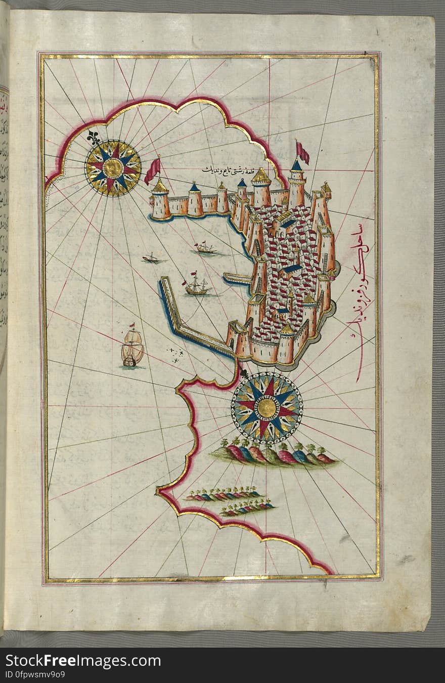 Originally composed in 932 AH / 1525 CE and dedicated to Sultan Süleyman I &#x28;&quot;The Magnificent&quot;&#x29;, this great work by Piri Reis &#x28;d. 962 AH / 1555 CE&#x29; on navigation was later revised and expanded. The present manuscript, made mostly in the late 11th AH / 17th CE century, is based on the later expanded version with some 240 exquisitely executed maps and portolan charts. They include a world map &#x28;fol.41a&#x29; with the outline of the Americas, as well as coastlines &#x28;bays, capes, peninsulas&#x29;, islands, mountains and cities of the Mediterranean basin and the Black Sea. The work starts with the description of the coastline of Anatolia and the islands of the Aegean Sea, the Peloponnese peninsula and eastern and western coasts of the Adriatic Sea. It then proceeds to describe the western shores of Italy, southern France, Spain, North Africa, Palestine, Israel, Lebanon, Syria, western Anatolia, various islands north of Crete, Sea of Marmara, Bosporus and the Black Sea. It ends with a map of the shores of the the Caspian Sea &#x28;fol.374a&#x29;. See this manuscript page by page at the Walters Art Museum website: art.thewalters.org/viewwoa.aspx?id=19195. Originally composed in 932 AH / 1525 CE and dedicated to Sultan Süleyman I &#x28;&quot;The Magnificent&quot;&#x29;, this great work by Piri Reis &#x28;d. 962 AH / 1555 CE&#x29; on navigation was later revised and expanded. The present manuscript, made mostly in the late 11th AH / 17th CE century, is based on the later expanded version with some 240 exquisitely executed maps and portolan charts. They include a world map &#x28;fol.41a&#x29; with the outline of the Americas, as well as coastlines &#x28;bays, capes, peninsulas&#x29;, islands, mountains and cities of the Mediterranean basin and the Black Sea. The work starts with the description of the coastline of Anatolia and the islands of the Aegean Sea, the Peloponnese peninsula and eastern and western coasts of the Adriatic Sea. It then proceeds to describe the western shores of Italy, southern France, Spain, North Africa, Palestine, Israel, Lebanon, Syria, western Anatolia, various islands north of Crete, Sea of Marmara, Bosporus and the Black Sea. It ends with a map of the shores of the the Caspian Sea &#x28;fol.374a&#x29;. See this manuscript page by page at the Walters Art Museum website: art.thewalters.org/viewwoa.aspx?id=19195