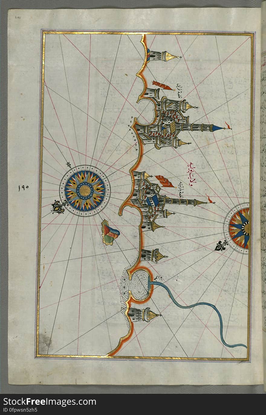 Originally composed in 932 AH / 1525 CE and dedicated to Sultan Süleyman I &#x28;&quot;The Magnificent&quot;&#x29;, this great work by Piri Reis &#x28;d. 962 AH / 1555 CE&#x29; on navigation was later revised and expanded. The present manuscript, made mostly in the late 11th AH / 17th CE century, is based on the later expanded version with some 240 exquisitely executed maps and portolan charts. They include a world map &#x28;fol.41a&#x29; with the outline of the Americas, as well as coastlines &#x28;bays, capes, peninsulas&#x29;, islands, mountains and cities of the Mediterranean basin and the Black Sea. The work starts with the description of the coastline of Anatolia and the islands of the Aegean Sea, the Peloponnese peninsula and eastern and western coasts of the Adriatic Sea. It then proceeds to describe the western shores of Italy, southern France, Spain, North Africa, Palestine, Israel, Lebanon, Syria, western Anatolia, various islands north of Crete, Sea of Marmara, Bosporus and the Black Sea. It ends with a map of the shores of the the Caspian Sea &#x28;fol.374a&#x29;. See this manuscript page by page at the Walters Art Museum website: art.thewalters.org/viewwoa.aspx?id=19195. Originally composed in 932 AH / 1525 CE and dedicated to Sultan Süleyman I &#x28;&quot;The Magnificent&quot;&#x29;, this great work by Piri Reis &#x28;d. 962 AH / 1555 CE&#x29; on navigation was later revised and expanded. The present manuscript, made mostly in the late 11th AH / 17th CE century, is based on the later expanded version with some 240 exquisitely executed maps and portolan charts. They include a world map &#x28;fol.41a&#x29; with the outline of the Americas, as well as coastlines &#x28;bays, capes, peninsulas&#x29;, islands, mountains and cities of the Mediterranean basin and the Black Sea. The work starts with the description of the coastline of Anatolia and the islands of the Aegean Sea, the Peloponnese peninsula and eastern and western coasts of the Adriatic Sea. It then proceeds to describe the western shores of Italy, southern France, Spain, North Africa, Palestine, Israel, Lebanon, Syria, western Anatolia, various islands north of Crete, Sea of Marmara, Bosporus and the Black Sea. It ends with a map of the shores of the the Caspian Sea &#x28;fol.374a&#x29;. See this manuscript page by page at the Walters Art Museum website: art.thewalters.org/viewwoa.aspx?id=19195