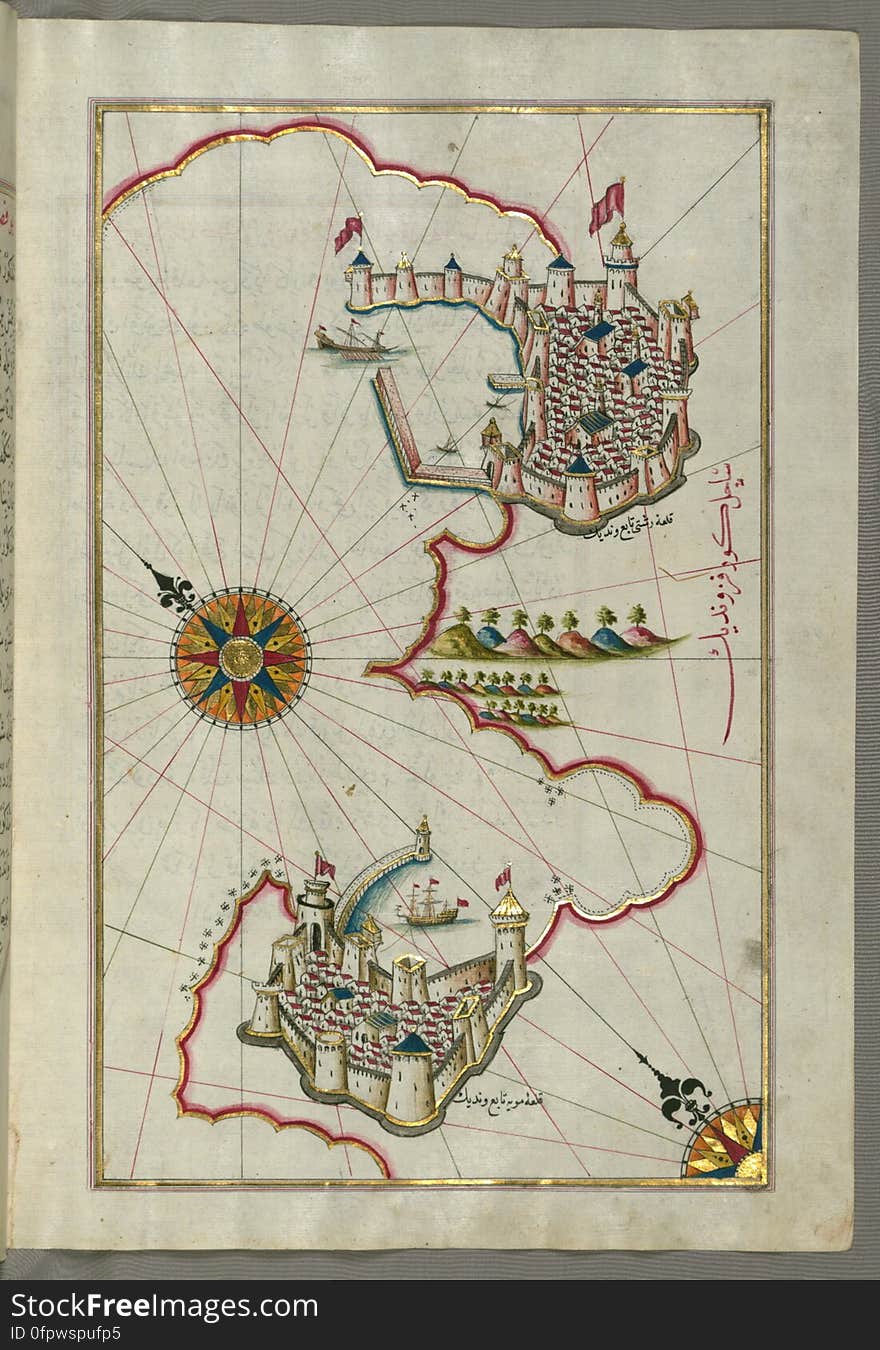 Originally composed in 932 AH / 1525 CE and dedicated to Sultan Süleyman I &#x28;&quot;The Magnificent&quot;&#x29;, this great work by Piri Reis &#x28;d. 962 AH / 1555 CE&#x29; on navigation was later revised and expanded. The present manuscript, made mostly in the late 11th AH / 17th CE century, is based on the later expanded version with some 240 exquisitely executed maps and portolan charts. They include a world map &#x28;fol.41a&#x29; with the outline of the Americas, as well as coastlines &#x28;bays, capes, peninsulas&#x29;, islands, mountains and cities of the Mediterranean basin and the Black Sea. The work starts with the description of the coastline of Anatolia and the islands of the Aegean Sea, the Peloponnese peninsula and eastern and western coasts of the Adriatic Sea. It then proceeds to describe the western shores of Italy, southern France, Spain, North Africa, Palestine, Israel, Lebanon, Syria, western Anatolia, various islands north of Crete, Sea of Marmara, Bosporus and the Black Sea. It ends with a map of the shores of the the Caspian Sea &#x28;fol.374a&#x29;. See this manuscript page by page at the Walters Art Museum website: art.thewalters.org/viewwoa.aspx?id=19195. Originally composed in 932 AH / 1525 CE and dedicated to Sultan Süleyman I &#x28;&quot;The Magnificent&quot;&#x29;, this great work by Piri Reis &#x28;d. 962 AH / 1555 CE&#x29; on navigation was later revised and expanded. The present manuscript, made mostly in the late 11th AH / 17th CE century, is based on the later expanded version with some 240 exquisitely executed maps and portolan charts. They include a world map &#x28;fol.41a&#x29; with the outline of the Americas, as well as coastlines &#x28;bays, capes, peninsulas&#x29;, islands, mountains and cities of the Mediterranean basin and the Black Sea. The work starts with the description of the coastline of Anatolia and the islands of the Aegean Sea, the Peloponnese peninsula and eastern and western coasts of the Adriatic Sea. It then proceeds to describe the western shores of Italy, southern France, Spain, North Africa, Palestine, Israel, Lebanon, Syria, western Anatolia, various islands north of Crete, Sea of Marmara, Bosporus and the Black Sea. It ends with a map of the shores of the the Caspian Sea &#x28;fol.374a&#x29;. See this manuscript page by page at the Walters Art Museum website: art.thewalters.org/viewwoa.aspx?id=19195