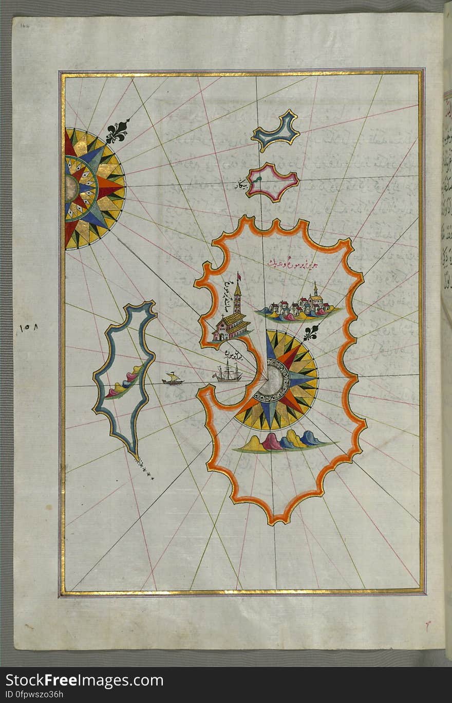 Originally composed in 932 AH / 1525 CE and dedicated to Sultan Süleyman I &#x28;&quot;The Magnificent&quot;&#x29;, this great work by Piri Reis &#x28;d. 962 AH / 1555 CE&#x29; on navigation was later revised and expanded. The present manuscript, made mostly in the late 11th AH / 17th CE century, is based on the later expanded version with some 240 exquisitely executed maps and portolan charts. They include a world map &#x28;fol.41a&#x29; with the outline of the Americas, as well as coastlines &#x28;bays, capes, peninsulas&#x29;, islands, mountains and cities of the Mediterranean basin and the Black Sea. The work starts with the description of the coastline of Anatolia and the islands of the Aegean Sea, the Peloponnese peninsula and eastern and western coasts of the Adriatic Sea. It then proceeds to describe the western shores of Italy, southern France, Spain, North Africa, Palestine, Israel, Lebanon, Syria, western Anatolia, various islands north of Crete, Sea of Marmara, Bosporus and the Black Sea. It ends with a map of the shores of the the Caspian Sea &#x28;fol.374a&#x29;. See this manuscript page by page at the Walters Art Museum website: art.thewalters.org/viewwoa.aspx?id=19195. Originally composed in 932 AH / 1525 CE and dedicated to Sultan Süleyman I &#x28;&quot;The Magnificent&quot;&#x29;, this great work by Piri Reis &#x28;d. 962 AH / 1555 CE&#x29; on navigation was later revised and expanded. The present manuscript, made mostly in the late 11th AH / 17th CE century, is based on the later expanded version with some 240 exquisitely executed maps and portolan charts. They include a world map &#x28;fol.41a&#x29; with the outline of the Americas, as well as coastlines &#x28;bays, capes, peninsulas&#x29;, islands, mountains and cities of the Mediterranean basin and the Black Sea. The work starts with the description of the coastline of Anatolia and the islands of the Aegean Sea, the Peloponnese peninsula and eastern and western coasts of the Adriatic Sea. It then proceeds to describe the western shores of Italy, southern France, Spain, North Africa, Palestine, Israel, Lebanon, Syria, western Anatolia, various islands north of Crete, Sea of Marmara, Bosporus and the Black Sea. It ends with a map of the shores of the the Caspian Sea &#x28;fol.374a&#x29;. See this manuscript page by page at the Walters Art Museum website: art.thewalters.org/viewwoa.aspx?id=19195