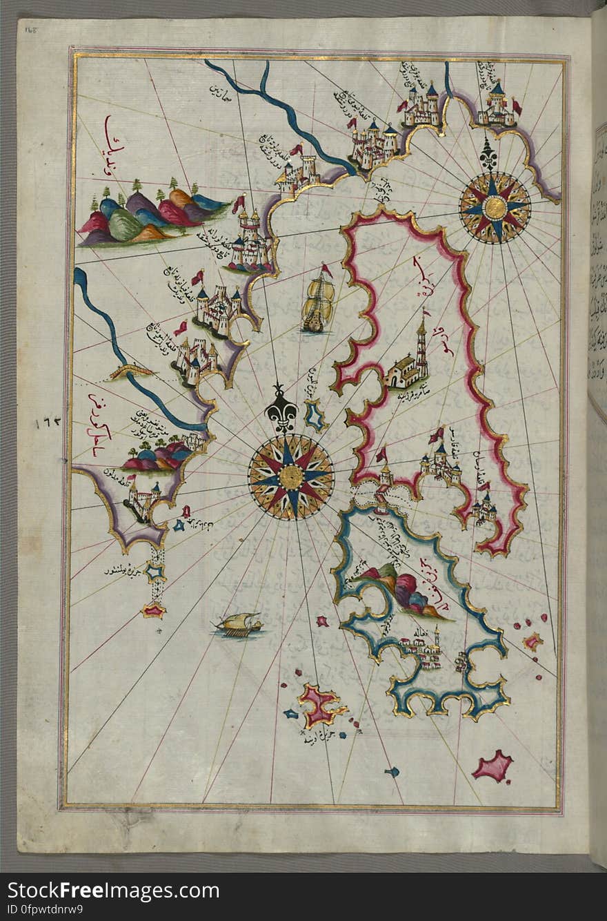 Originally composed in 932 AH / 1525 CE and dedicated to Sultan Süleyman I &#x28;&quot;The Magnificent&quot;&#x29;, this great work by Piri Reis &#x28;d. 962 AH / 1555 CE&#x29; on navigation was later revised and expanded. The present manuscript, made mostly in the late 11th AH / 17th CE century, is based on the later expanded version with some 240 exquisitely executed maps and portolan charts. They include a world map &#x28;fol.41a&#x29; with the outline of the Americas, as well as coastlines &#x28;bays, capes, peninsulas&#x29;, islands, mountains and cities of the Mediterranean basin and the Black Sea. The work starts with the description of the coastline of Anatolia and the islands of the Aegean Sea, the Peloponnese peninsula and eastern and western coasts of the Adriatic Sea. It then proceeds to describe the western shores of Italy, southern France, Spain, North Africa, Palestine, Israel, Lebanon, Syria, western Anatolia, various islands north of Crete, Sea of Marmara, Bosporus and the Black Sea. It ends with a map of the shores of the the Caspian Sea &#x28;fol.374a&#x29;. See this manuscript page by page at the Walters Art Museum website: art.thewalters.org/viewwoa.aspx?id=19195. Originally composed in 932 AH / 1525 CE and dedicated to Sultan Süleyman I &#x28;&quot;The Magnificent&quot;&#x29;, this great work by Piri Reis &#x28;d. 962 AH / 1555 CE&#x29; on navigation was later revised and expanded. The present manuscript, made mostly in the late 11th AH / 17th CE century, is based on the later expanded version with some 240 exquisitely executed maps and portolan charts. They include a world map &#x28;fol.41a&#x29; with the outline of the Americas, as well as coastlines &#x28;bays, capes, peninsulas&#x29;, islands, mountains and cities of the Mediterranean basin and the Black Sea. The work starts with the description of the coastline of Anatolia and the islands of the Aegean Sea, the Peloponnese peninsula and eastern and western coasts of the Adriatic Sea. It then proceeds to describe the western shores of Italy, southern France, Spain, North Africa, Palestine, Israel, Lebanon, Syria, western Anatolia, various islands north of Crete, Sea of Marmara, Bosporus and the Black Sea. It ends with a map of the shores of the the Caspian Sea &#x28;fol.374a&#x29;. See this manuscript page by page at the Walters Art Museum website: art.thewalters.org/viewwoa.aspx?id=19195