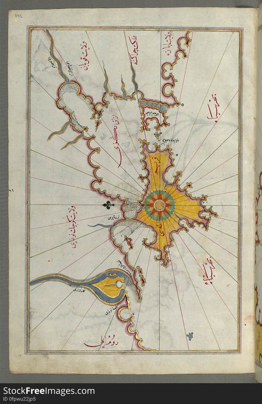 Originally composed in 932 AH / 1525 CE and dedicated to Sultan Süleyman I &#x28;&quot;The Magnificent&quot;&#x29;, this great work by Piri Reis &#x28;d. 962 AH / 1555 CE&#x29; on navigation was later revised and expanded. The present manuscript, made mostly in the late 11th AH / 17th CE century, is based on the later expanded version with some 240 exquisitely executed maps and portolan charts. They include a world map &#x28;fol.41a&#x29; with the outline of the Americas, as well as coastlines &#x28;bays, capes, peninsulas&#x29;, islands, mountains and cities of the Mediterranean basin and the Black Sea. The work starts with the description of the coastline of Anatolia and the islands of the Aegean Sea, the Peloponnese peninsula and eastern and western coasts of the Adriatic Sea. It then proceeds to describe the western shores of Italy, southern France, Spain, North Africa, Palestine, Israel, Lebanon, Syria, western Anatolia, various islands north of Crete, Sea of Marmara, Bosporus and the Black Sea. It ends with a map of the shores of the the Caspian Sea &#x28;fol.374a&#x29;. See this manuscript page by page at the Walters Art Museum website: art.thewalters.org/viewwoa.aspx?id=19195. Originally composed in 932 AH / 1525 CE and dedicated to Sultan Süleyman I &#x28;&quot;The Magnificent&quot;&#x29;, this great work by Piri Reis &#x28;d. 962 AH / 1555 CE&#x29; on navigation was later revised and expanded. The present manuscript, made mostly in the late 11th AH / 17th CE century, is based on the later expanded version with some 240 exquisitely executed maps and portolan charts. They include a world map &#x28;fol.41a&#x29; with the outline of the Americas, as well as coastlines &#x28;bays, capes, peninsulas&#x29;, islands, mountains and cities of the Mediterranean basin and the Black Sea. The work starts with the description of the coastline of Anatolia and the islands of the Aegean Sea, the Peloponnese peninsula and eastern and western coasts of the Adriatic Sea. It then proceeds to describe the western shores of Italy, southern France, Spain, North Africa, Palestine, Israel, Lebanon, Syria, western Anatolia, various islands north of Crete, Sea of Marmara, Bosporus and the Black Sea. It ends with a map of the shores of the the Caspian Sea &#x28;fol.374a&#x29;. See this manuscript page by page at the Walters Art Museum website: art.thewalters.org/viewwoa.aspx?id=19195