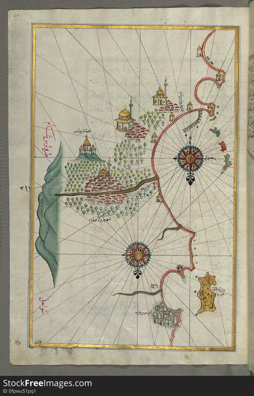 Originally composed in 932 AH / 1525 CE and dedicated to Sultan Süleyman I &#x28;&quot;The Magnificent&quot;&#x29;, this great work by Piri Reis &#x28;d. 962 AH / 1555 CE&#x29; on navigation was later revised and expanded. The present manuscript, made mostly in the late 11th AH / 17th CE century, is based on the later expanded version with some 240 exquisitely executed maps and portolan charts. They include a world map &#x28;fol.41a&#x29; with the outline of the Americas, as well as coastlines &#x28;bays, capes, peninsulas&#x29;, islands, mountains and cities of the Mediterranean basin and the Black Sea. The work starts with the description of the coastline of Anatolia and the islands of the Aegean Sea, the Peloponnese peninsula and eastern and western coasts of the Adriatic Sea. It then proceeds to describe the western shores of Italy, southern France, Spain, North Africa, Palestine, Israel, Lebanon, Syria, western Anatolia, various islands north of Crete, Sea of Marmara, Bosporus and the Black Sea. It ends with a map of the shores of the the Caspian Sea &#x28;fol.374a&#x29;. See this manuscript page by page at the Walters Art Museum website: art.thewalters.org/viewwoa.aspx?id=19195. Originally composed in 932 AH / 1525 CE and dedicated to Sultan Süleyman I &#x28;&quot;The Magnificent&quot;&#x29;, this great work by Piri Reis &#x28;d. 962 AH / 1555 CE&#x29; on navigation was later revised and expanded. The present manuscript, made mostly in the late 11th AH / 17th CE century, is based on the later expanded version with some 240 exquisitely executed maps and portolan charts. They include a world map &#x28;fol.41a&#x29; with the outline of the Americas, as well as coastlines &#x28;bays, capes, peninsulas&#x29;, islands, mountains and cities of the Mediterranean basin and the Black Sea. The work starts with the description of the coastline of Anatolia and the islands of the Aegean Sea, the Peloponnese peninsula and eastern and western coasts of the Adriatic Sea. It then proceeds to describe the western shores of Italy, southern France, Spain, North Africa, Palestine, Israel, Lebanon, Syria, western Anatolia, various islands north of Crete, Sea of Marmara, Bosporus and the Black Sea. It ends with a map of the shores of the the Caspian Sea &#x28;fol.374a&#x29;. See this manuscript page by page at the Walters Art Museum website: art.thewalters.org/viewwoa.aspx?id=19195