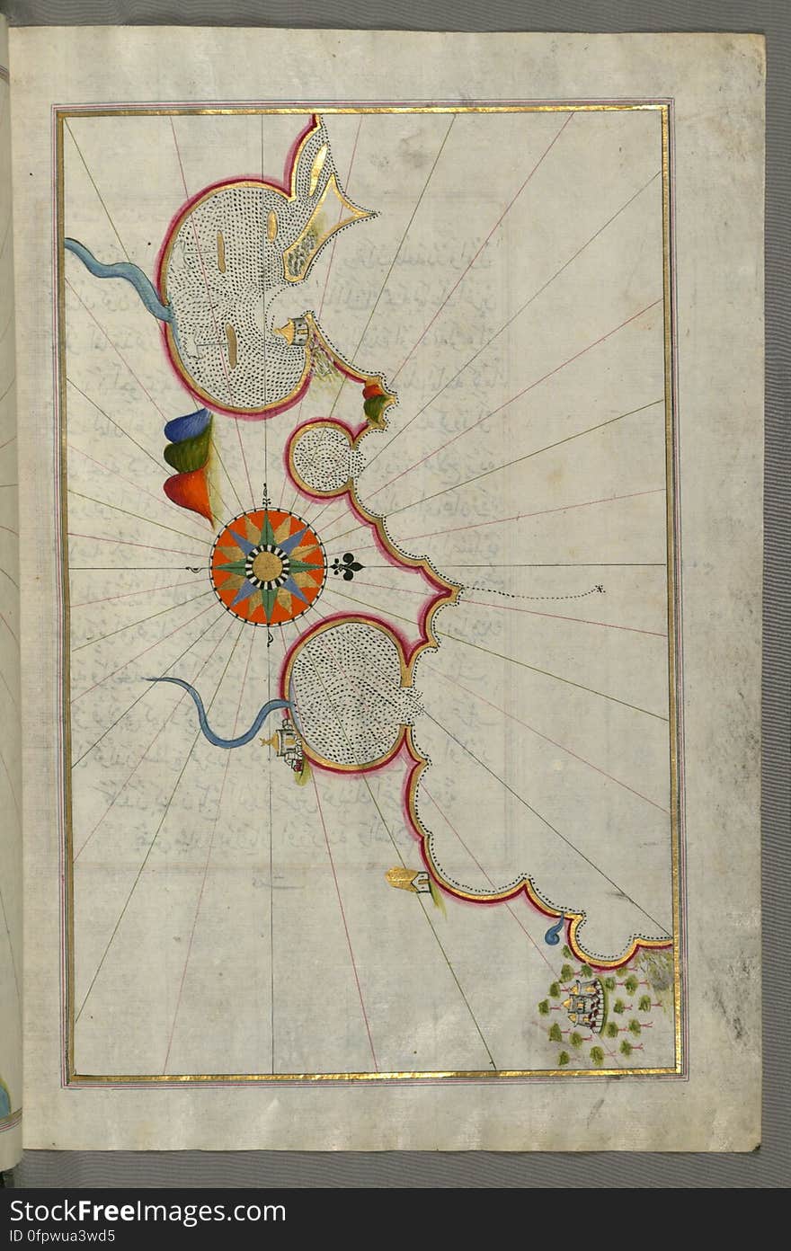 Originally composed in 932 AH / 1525 CE and dedicated to Sultan Süleyman I &#x28;&quot;The Magnificent&quot;&#x29;, this great work by Piri Reis &#x28;d. 962 AH / 1555 CE&#x29; on navigation was later revised and expanded. The present manuscript, made mostly in the late 11th AH / 17th CE century, is based on the later expanded version with some 240 exquisitely executed maps and portolan charts. They include a world map &#x28;fol.41a&#x29; with the outline of the Americas, as well as coastlines &#x28;bays, capes, peninsulas&#x29;, islands, mountains and cities of the Mediterranean basin and the Black Sea. The work starts with the description of the coastline of Anatolia and the islands of the Aegean Sea, the Peloponnese peninsula and eastern and western coasts of the Adriatic Sea. It then proceeds to describe the western shores of Italy, southern France, Spain, North Africa, Palestine, Israel, Lebanon, Syria, western Anatolia, various islands north of Crete, Sea of Marmara, Bosporus and the Black Sea. It ends with a map of the shores of the the Caspian Sea &#x28;fol.374a&#x29;. See this manuscript page by page at the Walters Art Museum website: art.thewalters.org/viewwoa.aspx?id=19195. Originally composed in 932 AH / 1525 CE and dedicated to Sultan Süleyman I &#x28;&quot;The Magnificent&quot;&#x29;, this great work by Piri Reis &#x28;d. 962 AH / 1555 CE&#x29; on navigation was later revised and expanded. The present manuscript, made mostly in the late 11th AH / 17th CE century, is based on the later expanded version with some 240 exquisitely executed maps and portolan charts. They include a world map &#x28;fol.41a&#x29; with the outline of the Americas, as well as coastlines &#x28;bays, capes, peninsulas&#x29;, islands, mountains and cities of the Mediterranean basin and the Black Sea. The work starts with the description of the coastline of Anatolia and the islands of the Aegean Sea, the Peloponnese peninsula and eastern and western coasts of the Adriatic Sea. It then proceeds to describe the western shores of Italy, southern France, Spain, North Africa, Palestine, Israel, Lebanon, Syria, western Anatolia, various islands north of Crete, Sea of Marmara, Bosporus and the Black Sea. It ends with a map of the shores of the the Caspian Sea &#x28;fol.374a&#x29;. See this manuscript page by page at the Walters Art Museum website: art.thewalters.org/viewwoa.aspx?id=19195