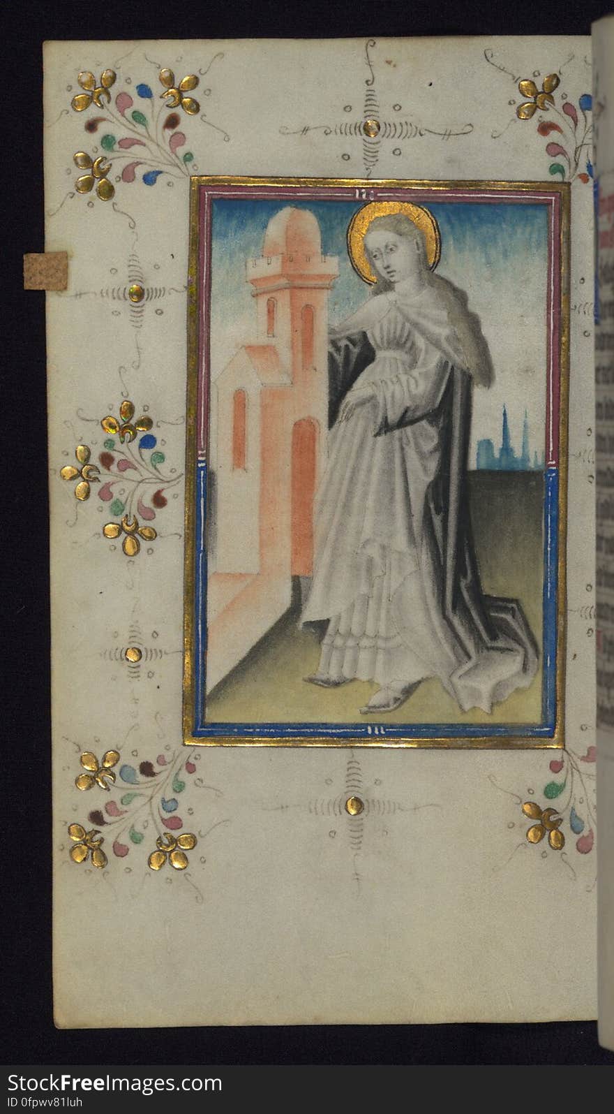 This mid-fifteenth century illuminated Book of Hours is written entirely in Dutch on fine vellum, and is remarkable for its eighteen grisaille miniatures. The technique, wherein the figures are modeled primarily in a gray wash, became a favorite in the Netherlands, and the hand behind the paintings in this manuscript has been identified with a group of artists known as the &#x22;Masters of the Delft Grisailles.&#x22; This manuscript has been grouped with more than a dozen related works, including New York PML M. 349, London, Victoria and Albert Geo. Reid Ms. 32, Leiden B.P.L. 224, Brussels, BR 21696, Antwerp, Plantein Moretus Ms. 49, and the Hague K.B. Ms. 74 G 35. The manuscript is comprised of 152 folios and is almost completely intact, lacking only two miniatures, and retains its original brown leather binding decorated with mythological beasts and a now illegible inscription. The calendar is for the use of Utrecht, which helps localize its original ownership, as might a mostly erased ownership inscription that has been partially recovered by Marrow. The illumination begins the suffrage. This mid-fifteenth century illuminated Book of Hours is written entirely in Dutch on fine vellum, and is remarkable for its eighteen grisaille miniatures. The technique, wherein the figures are modeled primarily in a gray wash, became a favorite in the Netherlands, and the hand behind the paintings in this manuscript has been identified with a group of artists known as the &#x22;Masters of the Delft Grisailles.&#x22; This manuscript has been grouped with more than a dozen related works, including New York PML M. 349, London, Victoria and Albert Geo. Reid Ms. 32, Leiden B.P.L. 224, Brussels, BR 21696, Antwerp, Plantein Moretus Ms. 49, and the Hague K.B. Ms. 74 G 35. The manuscript is comprised of 152 folios and is almost completely intact, lacking only two miniatures, and retains its original brown leather binding decorated with mythological beasts and a now illegible inscription. The calendar is for the use of Utrecht, which helps localize its original ownership, as might a mostly erased ownership inscription that has been partially recovered by Marrow. The illumination begins the suffrage.