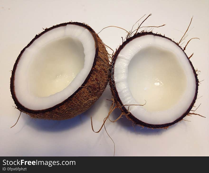 Coconut Fruit Sliced Into Two