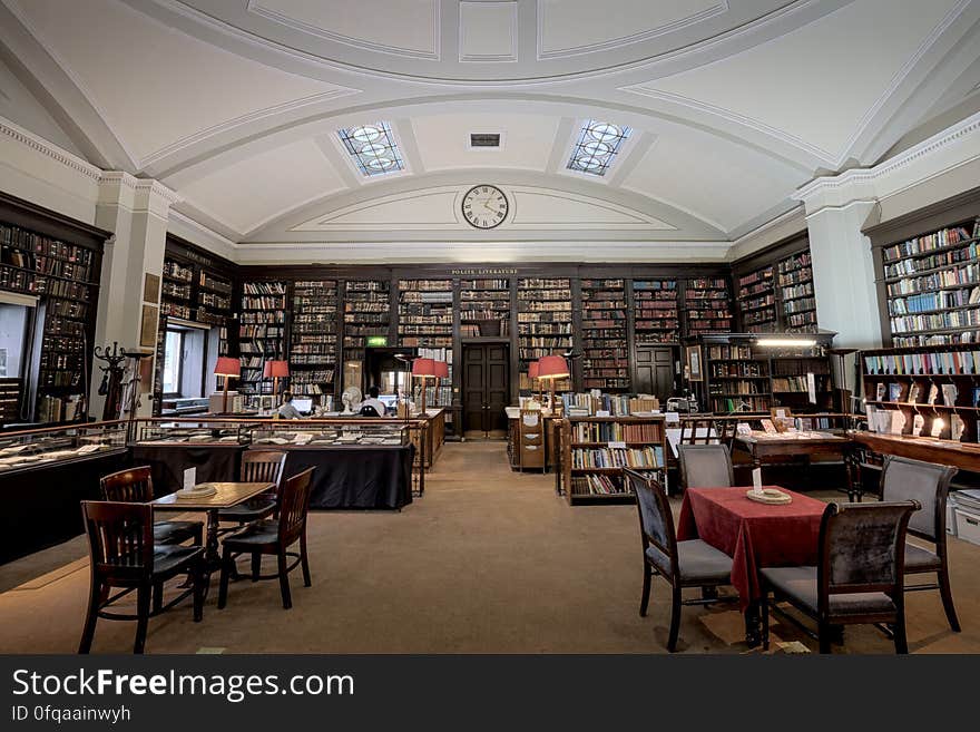 Here is an hdr photograph taken from inside The Portico Library. This is a famous private library located in the middle of the city centre. Located in Manchester, Greater Manchester, England, UK. &#x28;taken with kind permission of the administration&#x29;