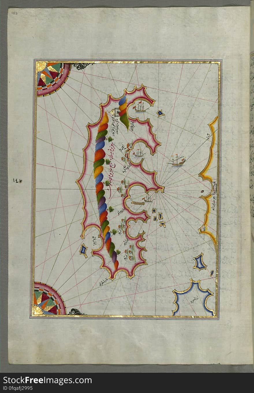 Originally composed in 932 AH / 1525 CE and dedicated to Sultan Süleyman I &#x28;&quot;The Magnificent&quot;&#x29;, this great work by Piri Reis &#x28;d. 962 AH / 1555 CE&#x29; on navigation was later revised and expanded. The present manuscript, made mostly in the late 11th AH / 17th CE century, is based on the later expanded version with some 240 exquisitely executed maps and portolan charts. They include a world map &#x28;fol.41a&#x29; with the outline of the Americas, as well as coastlines &#x28;bays, capes, peninsulas&#x29;, islands, mountains and cities of the Mediterranean basin and the Black Sea. The work starts with the description of the coastline of Anatolia and the islands of the Aegean Sea, the Peloponnese peninsula and eastern and western coasts of the Adriatic Sea. It then proceeds to describe the western shores of Italy, southern France, Spain, North Africa, Palestine, Israel, Lebanon, Syria, western Anatolia, various islands north of Crete, Sea of Marmara, Bosporus and the Black Sea. It ends with a map of the shores of the the Caspian Sea &#x28;fol.374a&#x29;. See this manuscript page by page at the Walters Art Museum website: art.thewalters.org/viewwoa.aspx?id=19195. Originally composed in 932 AH / 1525 CE and dedicated to Sultan Süleyman I &#x28;&quot;The Magnificent&quot;&#x29;, this great work by Piri Reis &#x28;d. 962 AH / 1555 CE&#x29; on navigation was later revised and expanded. The present manuscript, made mostly in the late 11th AH / 17th CE century, is based on the later expanded version with some 240 exquisitely executed maps and portolan charts. They include a world map &#x28;fol.41a&#x29; with the outline of the Americas, as well as coastlines &#x28;bays, capes, peninsulas&#x29;, islands, mountains and cities of the Mediterranean basin and the Black Sea. The work starts with the description of the coastline of Anatolia and the islands of the Aegean Sea, the Peloponnese peninsula and eastern and western coasts of the Adriatic Sea. It then proceeds to describe the western shores of Italy, southern France, Spain, North Africa, Palestine, Israel, Lebanon, Syria, western Anatolia, various islands north of Crete, Sea of Marmara, Bosporus and the Black Sea. It ends with a map of the shores of the the Caspian Sea &#x28;fol.374a&#x29;. See this manuscript page by page at the Walters Art Museum website: art.thewalters.org/viewwoa.aspx?id=19195