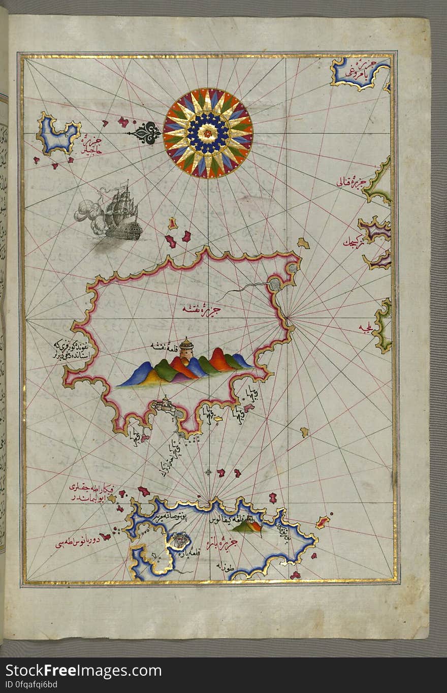 Originally composed in 932 AH / 1525 CE and dedicated to Sultan Süleyman I &#x28;&quot;The Magnificent&quot;&#x29;, this great work by Piri Reis &#x28;d. 962 AH / 1555 CE&#x29; on navigation was later revised and expanded. The present manuscript, made mostly in the late 11th AH / 17th CE century, is based on the later expanded version with some 240 exquisitely executed maps and portolan charts. They include a world map &#x28;fol.41a&#x29; with the outline of the Americas, as well as coastlines &#x28;bays, capes, peninsulas&#x29;, islands, mountains and cities of the Mediterranean basin and the Black Sea. The work starts with the description of the coastline of Anatolia and the islands of the Aegean Sea, the Peloponnese peninsula and eastern and western coasts of the Adriatic Sea. It then proceeds to describe the western shores of Italy, southern France, Spain, North Africa, Palestine, Israel, Lebanon, Syria, western Anatolia, various islands north of Crete, Sea of Marmara, Bosporus and the Black Sea. It ends with a map of the shores of the the Caspian Sea &#x28;fol.374a&#x29;. See this manuscript page by page at the Walters Art Museum website: art.thewalters.org/viewwoa.aspx?id=19195. Originally composed in 932 AH / 1525 CE and dedicated to Sultan Süleyman I &#x28;&quot;The Magnificent&quot;&#x29;, this great work by Piri Reis &#x28;d. 962 AH / 1555 CE&#x29; on navigation was later revised and expanded. The present manuscript, made mostly in the late 11th AH / 17th CE century, is based on the later expanded version with some 240 exquisitely executed maps and portolan charts. They include a world map &#x28;fol.41a&#x29; with the outline of the Americas, as well as coastlines &#x28;bays, capes, peninsulas&#x29;, islands, mountains and cities of the Mediterranean basin and the Black Sea. The work starts with the description of the coastline of Anatolia and the islands of the Aegean Sea, the Peloponnese peninsula and eastern and western coasts of the Adriatic Sea. It then proceeds to describe the western shores of Italy, southern France, Spain, North Africa, Palestine, Israel, Lebanon, Syria, western Anatolia, various islands north of Crete, Sea of Marmara, Bosporus and the Black Sea. It ends with a map of the shores of the the Caspian Sea &#x28;fol.374a&#x29;. See this manuscript page by page at the Walters Art Museum website: art.thewalters.org/viewwoa.aspx?id=19195