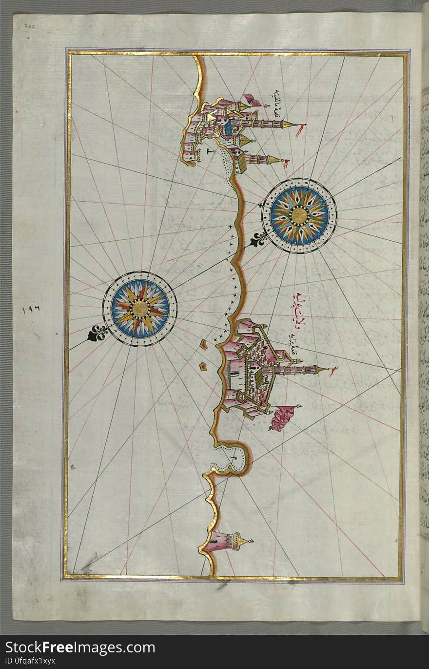 Originally composed in 932 AH / 1525 CE and dedicated to Sultan Süleyman I &#x28;&quot;The Magnificent&quot;&#x29;, this great work by Piri Reis &#x28;d. 962 AH / 1555 CE&#x29; on navigation was later revised and expanded. The present manuscript, made mostly in the late 11th AH / 17th CE century, is based on the later expanded version with some 240 exquisitely executed maps and portolan charts. They include a world map &#x28;fol.41a&#x29; with the outline of the Americas, as well as coastlines &#x28;bays, capes, peninsulas&#x29;, islands, mountains and cities of the Mediterranean basin and the Black Sea. The work starts with the description of the coastline of Anatolia and the islands of the Aegean Sea, the Peloponnese peninsula and eastern and western coasts of the Adriatic Sea. It then proceeds to describe the western shores of Italy, southern France, Spain, North Africa, Palestine, Israel, Lebanon, Syria, western Anatolia, various islands north of Crete, Sea of Marmara, Bosporus and the Black Sea. It ends with a map of the shores of the the Caspian Sea &#x28;fol.374a&#x29;. See this manuscript page by page at the Walters Art Museum website: art.thewalters.org/viewwoa.aspx?id=19195. Originally composed in 932 AH / 1525 CE and dedicated to Sultan Süleyman I &#x28;&quot;The Magnificent&quot;&#x29;, this great work by Piri Reis &#x28;d. 962 AH / 1555 CE&#x29; on navigation was later revised and expanded. The present manuscript, made mostly in the late 11th AH / 17th CE century, is based on the later expanded version with some 240 exquisitely executed maps and portolan charts. They include a world map &#x28;fol.41a&#x29; with the outline of the Americas, as well as coastlines &#x28;bays, capes, peninsulas&#x29;, islands, mountains and cities of the Mediterranean basin and the Black Sea. The work starts with the description of the coastline of Anatolia and the islands of the Aegean Sea, the Peloponnese peninsula and eastern and western coasts of the Adriatic Sea. It then proceeds to describe the western shores of Italy, southern France, Spain, North Africa, Palestine, Israel, Lebanon, Syria, western Anatolia, various islands north of Crete, Sea of Marmara, Bosporus and the Black Sea. It ends with a map of the shores of the the Caspian Sea &#x28;fol.374a&#x29;. See this manuscript page by page at the Walters Art Museum website: art.thewalters.org/viewwoa.aspx?id=19195