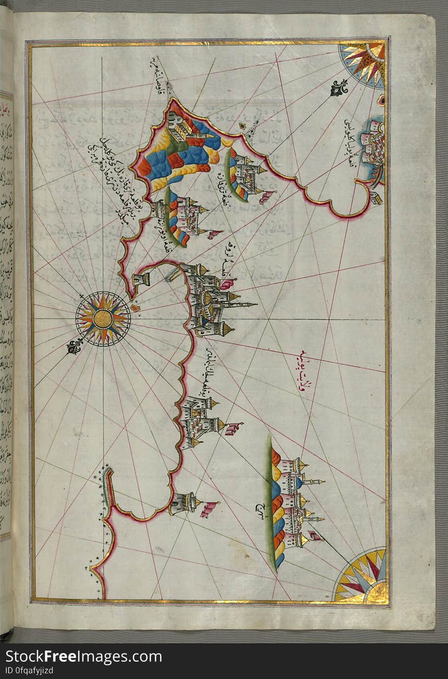 Originally composed in 932 AH / 1525 CE and dedicated to Sultan Süleyman I &#x28;&quot;The Magnificent&quot;&#x29;, this great work by Piri Reis &#x28;d. 962 AH / 1555 CE&#x29; on navigation was later revised and expanded. The present manuscript, made mostly in the late 11th AH / 17th CE century, is based on the later expanded version with some 240 exquisitely executed maps and portolan charts. They include a world map &#x28;fol.41a&#x29; with the outline of the Americas, as well as coastlines &#x28;bays, capes, peninsulas&#x29;, islands, mountains and cities of the Mediterranean basin and the Black Sea. The work starts with the description of the coastline of Anatolia and the islands of the Aegean Sea, the Peloponnese peninsula and eastern and western coasts of the Adriatic Sea. It then proceeds to describe the western shores of Italy, southern France, Spain, North Africa, Palestine, Israel, Lebanon, Syria, western Anatolia, various islands north of Crete, Sea of Marmara, Bosporus and the Black Sea. It ends with a map of the shores of the the Caspian Sea &#x28;fol.374a&#x29;. See this manuscript page by page at the Walters Art Museum website: art.thewalters.org/viewwoa.aspx?id=19195. Originally composed in 932 AH / 1525 CE and dedicated to Sultan Süleyman I &#x28;&quot;The Magnificent&quot;&#x29;, this great work by Piri Reis &#x28;d. 962 AH / 1555 CE&#x29; on navigation was later revised and expanded. The present manuscript, made mostly in the late 11th AH / 17th CE century, is based on the later expanded version with some 240 exquisitely executed maps and portolan charts. They include a world map &#x28;fol.41a&#x29; with the outline of the Americas, as well as coastlines &#x28;bays, capes, peninsulas&#x29;, islands, mountains and cities of the Mediterranean basin and the Black Sea. The work starts with the description of the coastline of Anatolia and the islands of the Aegean Sea, the Peloponnese peninsula and eastern and western coasts of the Adriatic Sea. It then proceeds to describe the western shores of Italy, southern France, Spain, North Africa, Palestine, Israel, Lebanon, Syria, western Anatolia, various islands north of Crete, Sea of Marmara, Bosporus and the Black Sea. It ends with a map of the shores of the the Caspian Sea &#x28;fol.374a&#x29;. See this manuscript page by page at the Walters Art Museum website: art.thewalters.org/viewwoa.aspx?id=19195