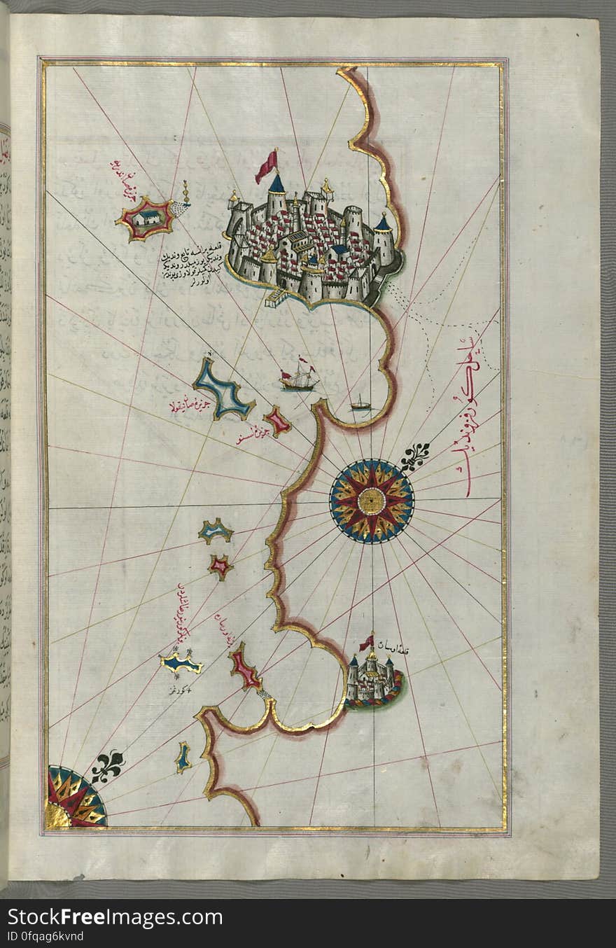 Originally composed in 932 AH / 1525 CE and dedicated to Sultan Süleyman I &#x28;&quot;The Magnificent&quot;&#x29;, this great work by Piri Reis &#x28;d. 962 AH / 1555 CE&#x29; on navigation was later revised and expanded. The present manuscript, made mostly in the late 11th AH / 17th CE century, is based on the later expanded version with some 240 exquisitely executed maps and portolan charts. They include a world map &#x28;fol.41a&#x29; with the outline of the Americas, as well as coastlines &#x28;bays, capes, peninsulas&#x29;, islands, mountains and cities of the Mediterranean basin and the Black Sea. The work starts with the description of the coastline of Anatolia and the islands of the Aegean Sea, the Peloponnese peninsula and eastern and western coasts of the Adriatic Sea. It then proceeds to describe the western shores of Italy, southern France, Spain, North Africa, Palestine, Israel, Lebanon, Syria, western Anatolia, various islands north of Crete, Sea of Marmara, Bosporus and the Black Sea. It ends with a map of the shores of the the Caspian Sea &#x28;fol.374a&#x29;. See this manuscript page by page at the Walters Art Museum website: art.thewalters.org/viewwoa.aspx?id=19195. Originally composed in 932 AH / 1525 CE and dedicated to Sultan Süleyman I &#x28;&quot;The Magnificent&quot;&#x29;, this great work by Piri Reis &#x28;d. 962 AH / 1555 CE&#x29; on navigation was later revised and expanded. The present manuscript, made mostly in the late 11th AH / 17th CE century, is based on the later expanded version with some 240 exquisitely executed maps and portolan charts. They include a world map &#x28;fol.41a&#x29; with the outline of the Americas, as well as coastlines &#x28;bays, capes, peninsulas&#x29;, islands, mountains and cities of the Mediterranean basin and the Black Sea. The work starts with the description of the coastline of Anatolia and the islands of the Aegean Sea, the Peloponnese peninsula and eastern and western coasts of the Adriatic Sea. It then proceeds to describe the western shores of Italy, southern France, Spain, North Africa, Palestine, Israel, Lebanon, Syria, western Anatolia, various islands north of Crete, Sea of Marmara, Bosporus and the Black Sea. It ends with a map of the shores of the the Caspian Sea &#x28;fol.374a&#x29;. See this manuscript page by page at the Walters Art Museum website: art.thewalters.org/viewwoa.aspx?id=19195