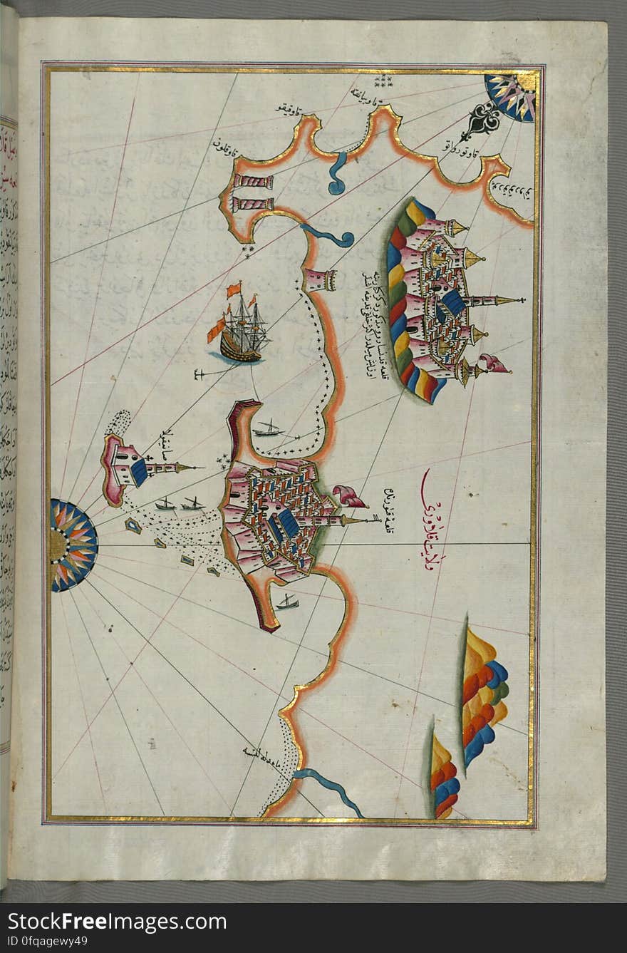 Originally composed in 932 AH / 1525 CE and dedicated to Sultan SÃ¼leyman I &#x28;&quot;The Magnificent&quot;&#x29;, this great work by Piri Reis &#x28;d. 962 AH / 1555 CE&#x29; on navigation was later revised and expanded. The present manuscript, made mostly in the late 11th AH / 17th CE century, is based on the later expanded version with some 240 exquisitely executed maps and portolan charts. They include a world map &#x28;fol.41a&#x29; with the outline of the Americas, as well as coastlines &#x28;bays, capes, peninsulas&#x29;, islands, mountains and cities of the Mediterranean basin and the Black Sea. The work starts with the description of the coastline of Anatolia and the islands of the Aegean Sea, the Peloponnese peninsula and eastern and western coasts of the Adriatic Sea. It then proceeds to describe the western shores of Italy, southern France, Spain, North Africa, Palestine, Israel, Lebanon, Syria, western Anatolia, various islands north of Crete, Sea of Marmara, Bosporus and the Black Sea. It ends with a map of the shores of the the Caspian Sea &#x28;fol.374a&#x29;. See this manuscript page by page at the Walters Art Museum website: art.thewalters.org/viewwoa.aspx?id=19195. Originally composed in 932 AH / 1525 CE and dedicated to Sultan SÃ¼leyman I &#x28;&quot;The Magnificent&quot;&#x29;, this great work by Piri Reis &#x28;d. 962 AH / 1555 CE&#x29; on navigation was later revised and expanded. The present manuscript, made mostly in the late 11th AH / 17th CE century, is based on the later expanded version with some 240 exquisitely executed maps and portolan charts. They include a world map &#x28;fol.41a&#x29; with the outline of the Americas, as well as coastlines &#x28;bays, capes, peninsulas&#x29;, islands, mountains and cities of the Mediterranean basin and the Black Sea. The work starts with the description of the coastline of Anatolia and the islands of the Aegean Sea, the Peloponnese peninsula and eastern and western coasts of the Adriatic Sea. It then proceeds to describe the western shores of Italy, southern France, Spain, North Africa, Palestine, Israel, Lebanon, Syria, western Anatolia, various islands north of Crete, Sea of Marmara, Bosporus and the Black Sea. It ends with a map of the shores of the the Caspian Sea &#x28;fol.374a&#x29;. See this manuscript page by page at the Walters Art Museum website: art.thewalters.org/viewwoa.aspx?id=19195