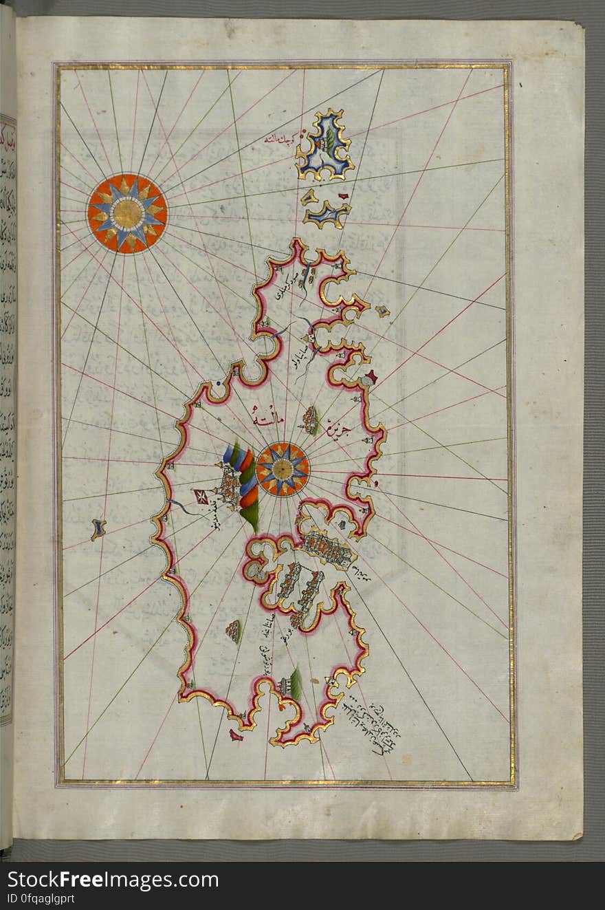 Originally composed in 932 AH / 1525 CE and dedicated to Sultan Süleyman I &#x28;&quot;The Magnificent&quot;&#x29;, this great work by Piri Reis &#x28;d. 962 AH / 1555 CE&#x29; on navigation was later revised and expanded. The present manuscript, made mostly in the late 11th AH / 17th CE century, is based on the later expanded version with some 240 exquisitely executed maps and portolan charts. They include a world map &#x28;fol.41a&#x29; with the outline of the Americas, as well as coastlines &#x28;bays, capes, peninsulas&#x29;, islands, mountains and cities of the Mediterranean basin and the Black Sea. The work starts with the description of the coastline of Anatolia and the islands of the Aegean Sea, the Peloponnese peninsula and eastern and western coasts of the Adriatic Sea. It then proceeds to describe the western shores of Italy, southern France, Spain, North Africa, Palestine, Israel, Lebanon, Syria, western Anatolia, various islands north of Crete, Sea of Marmara, Bosporus and the Black Sea. It ends with a map of the shores of the the Caspian Sea &#x28;fol.374a&#x29;. See this manuscript page by page at the Walters Art Museum website: art.thewalters.org/viewwoa.aspx?id=19195. Originally composed in 932 AH / 1525 CE and dedicated to Sultan Süleyman I &#x28;&quot;The Magnificent&quot;&#x29;, this great work by Piri Reis &#x28;d. 962 AH / 1555 CE&#x29; on navigation was later revised and expanded. The present manuscript, made mostly in the late 11th AH / 17th CE century, is based on the later expanded version with some 240 exquisitely executed maps and portolan charts. They include a world map &#x28;fol.41a&#x29; with the outline of the Americas, as well as coastlines &#x28;bays, capes, peninsulas&#x29;, islands, mountains and cities of the Mediterranean basin and the Black Sea. The work starts with the description of the coastline of Anatolia and the islands of the Aegean Sea, the Peloponnese peninsula and eastern and western coasts of the Adriatic Sea. It then proceeds to describe the western shores of Italy, southern France, Spain, North Africa, Palestine, Israel, Lebanon, Syria, western Anatolia, various islands north of Crete, Sea of Marmara, Bosporus and the Black Sea. It ends with a map of the shores of the the Caspian Sea &#x28;fol.374a&#x29;. See this manuscript page by page at the Walters Art Museum website: art.thewalters.org/viewwoa.aspx?id=19195