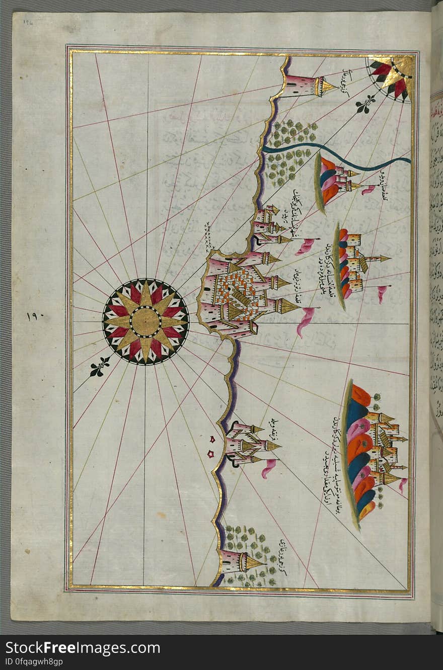 Originally composed in 932 AH / 1525 CE and dedicated to Sultan Süleyman I &#x28;&quot;The Magnificent&quot;&#x29;, this great work by Piri Reis &#x28;d. 962 AH / 1555 CE&#x29; on navigation was later revised and expanded. The present manuscript, made mostly in the late 11th AH / 17th CE century, is based on the later expanded version with some 240 exquisitely executed maps and portolan charts. They include a world map &#x28;fol.41a&#x29; with the outline of the Americas, as well as coastlines &#x28;bays, capes, peninsulas&#x29;, islands, mountains and cities of the Mediterranean basin and the Black Sea. The work starts with the description of the coastline of Anatolia and the islands of the Aegean Sea, the Peloponnese peninsula and eastern and western coasts of the Adriatic Sea. It then proceeds to describe the western shores of Italy, southern France, Spain, North Africa, Palestine, Israel, Lebanon, Syria, western Anatolia, various islands north of Crete, Sea of Marmara, Bosporus and the Black Sea. It ends with a map of the shores of the the Caspian Sea &#x28;fol.374a&#x29;. See this manuscript page by page at the Walters Art Museum website: art.thewalters.org/viewwoa.aspx?id=19195. Originally composed in 932 AH / 1525 CE and dedicated to Sultan Süleyman I &#x28;&quot;The Magnificent&quot;&#x29;, this great work by Piri Reis &#x28;d. 962 AH / 1555 CE&#x29; on navigation was later revised and expanded. The present manuscript, made mostly in the late 11th AH / 17th CE century, is based on the later expanded version with some 240 exquisitely executed maps and portolan charts. They include a world map &#x28;fol.41a&#x29; with the outline of the Americas, as well as coastlines &#x28;bays, capes, peninsulas&#x29;, islands, mountains and cities of the Mediterranean basin and the Black Sea. The work starts with the description of the coastline of Anatolia and the islands of the Aegean Sea, the Peloponnese peninsula and eastern and western coasts of the Adriatic Sea. It then proceeds to describe the western shores of Italy, southern France, Spain, North Africa, Palestine, Israel, Lebanon, Syria, western Anatolia, various islands north of Crete, Sea of Marmara, Bosporus and the Black Sea. It ends with a map of the shores of the the Caspian Sea &#x28;fol.374a&#x29;. See this manuscript page by page at the Walters Art Museum website: art.thewalters.org/viewwoa.aspx?id=19195