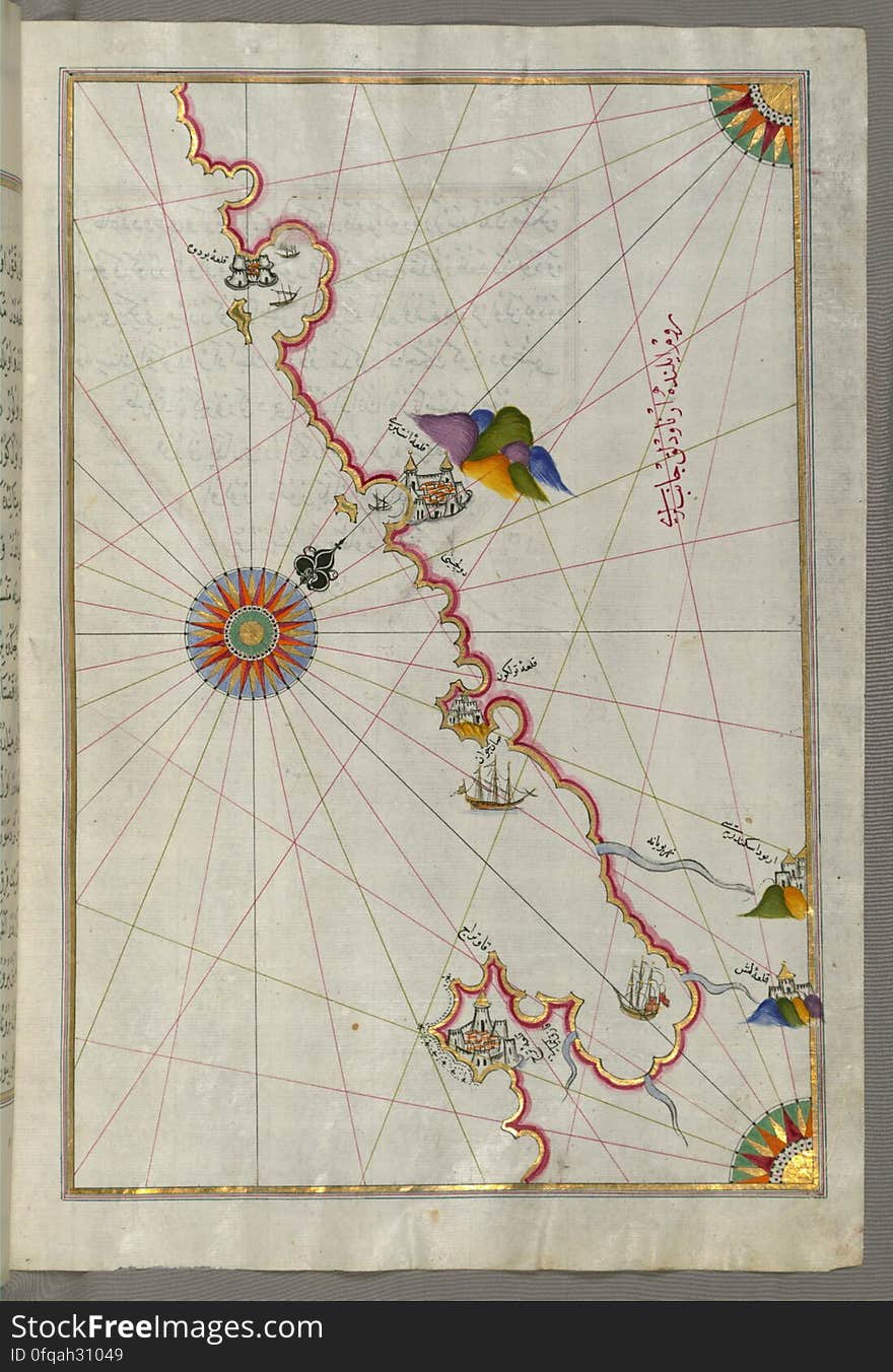 Originally composed in 932 AH / 1525 CE and dedicated to Sultan Süleyman I &#x28;&quot;The Magnificent&quot;&#x29;, this great work by Piri Reis &#x28;d. 962 AH / 1555 CE&#x29; on navigation was later revised and expanded. The present manuscript, made mostly in the late 11th AH / 17th CE century, is based on the later expanded version with some 240 exquisitely executed maps and portolan charts. They include a world map &#x28;fol.41a&#x29; with the outline of the Americas, as well as coastlines &#x28;bays, capes, peninsulas&#x29;, islands, mountains and cities of the Mediterranean basin and the Black Sea. The work starts with the description of the coastline of Anatolia and the islands of the Aegean Sea, the Peloponnese peninsula and eastern and western coasts of the Adriatic Sea. It then proceeds to describe the western shores of Italy, southern France, Spain, North Africa, Palestine, Israel, Lebanon, Syria, western Anatolia, various islands north of Crete, Sea of Marmara, Bosporus and the Black Sea. It ends with a map of the shores of the the Caspian Sea &#x28;fol.374a&#x29;. See this manuscript page by page at the Walters Art Museum website: art.thewalters.org/viewwoa.aspx?id=19195. Originally composed in 932 AH / 1525 CE and dedicated to Sultan Süleyman I &#x28;&quot;The Magnificent&quot;&#x29;, this great work by Piri Reis &#x28;d. 962 AH / 1555 CE&#x29; on navigation was later revised and expanded. The present manuscript, made mostly in the late 11th AH / 17th CE century, is based on the later expanded version with some 240 exquisitely executed maps and portolan charts. They include a world map &#x28;fol.41a&#x29; with the outline of the Americas, as well as coastlines &#x28;bays, capes, peninsulas&#x29;, islands, mountains and cities of the Mediterranean basin and the Black Sea. The work starts with the description of the coastline of Anatolia and the islands of the Aegean Sea, the Peloponnese peninsula and eastern and western coasts of the Adriatic Sea. It then proceeds to describe the western shores of Italy, southern France, Spain, North Africa, Palestine, Israel, Lebanon, Syria, western Anatolia, various islands north of Crete, Sea of Marmara, Bosporus and the Black Sea. It ends with a map of the shores of the the Caspian Sea &#x28;fol.374a&#x29;. See this manuscript page by page at the Walters Art Museum website: art.thewalters.org/viewwoa.aspx?id=19195