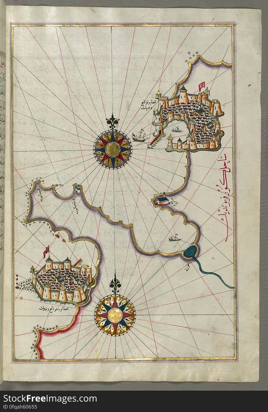 Originally composed in 932 AH / 1525 CE and dedicated to Sultan Süleyman I &#x28;&quot;The Magnificent&quot;&#x29;, this great work by Piri Reis &#x28;d. 962 AH / 1555 CE&#x29; on navigation was later revised and expanded. The present manuscript, made mostly in the late 11th AH / 17th CE century, is based on the later expanded version with some 240 exquisitely executed maps and portolan charts. They include a world map &#x28;fol.41a&#x29; with the outline of the Americas, as well as coastlines &#x28;bays, capes, peninsulas&#x29;, islands, mountains and cities of the Mediterranean basin and the Black Sea. The work starts with the description of the coastline of Anatolia and the islands of the Aegean Sea, the Peloponnese peninsula and eastern and western coasts of the Adriatic Sea. It then proceeds to describe the western shores of Italy, southern France, Spain, North Africa, Palestine, Israel, Lebanon, Syria, western Anatolia, various islands north of Crete, Sea of Marmara, Bosporus and the Black Sea. It ends with a map of the shores of the the Caspian Sea &#x28;fol.374a&#x29;. See this manuscript page by page at the Walters Art Museum website: art.thewalters.org/viewwoa.aspx?id=19195. Originally composed in 932 AH / 1525 CE and dedicated to Sultan Süleyman I &#x28;&quot;The Magnificent&quot;&#x29;, this great work by Piri Reis &#x28;d. 962 AH / 1555 CE&#x29; on navigation was later revised and expanded. The present manuscript, made mostly in the late 11th AH / 17th CE century, is based on the later expanded version with some 240 exquisitely executed maps and portolan charts. They include a world map &#x28;fol.41a&#x29; with the outline of the Americas, as well as coastlines &#x28;bays, capes, peninsulas&#x29;, islands, mountains and cities of the Mediterranean basin and the Black Sea. The work starts with the description of the coastline of Anatolia and the islands of the Aegean Sea, the Peloponnese peninsula and eastern and western coasts of the Adriatic Sea. It then proceeds to describe the western shores of Italy, southern France, Spain, North Africa, Palestine, Israel, Lebanon, Syria, western Anatolia, various islands north of Crete, Sea of Marmara, Bosporus and the Black Sea. It ends with a map of the shores of the the Caspian Sea &#x28;fol.374a&#x29;. See this manuscript page by page at the Walters Art Museum website: art.thewalters.org/viewwoa.aspx?id=19195