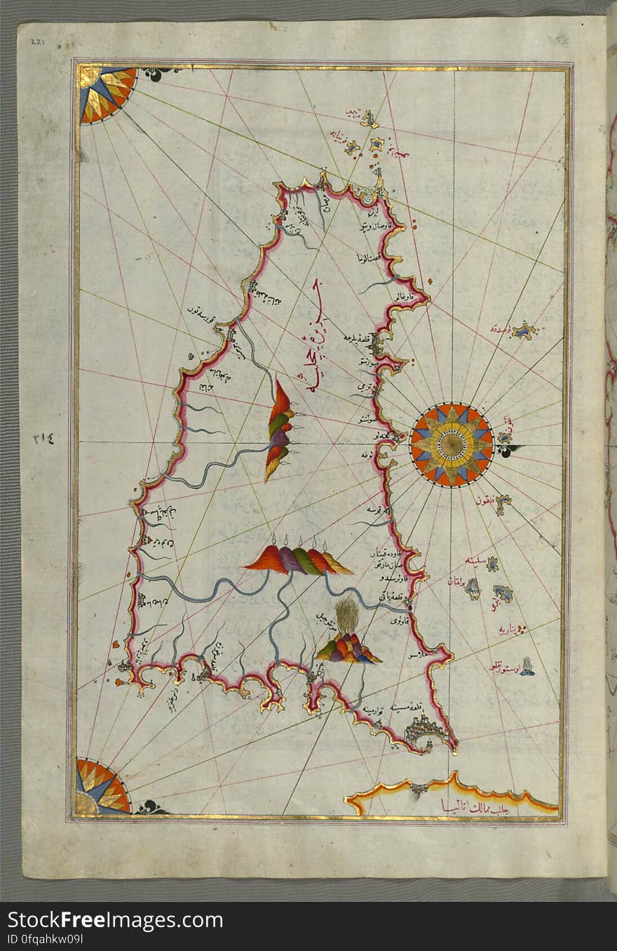 Originally composed in 932 AH / 1525 CE and dedicated to Sultan Süleyman I &#x28;&quot;The Magnificent&quot;&#x29;, this great work by Piri Reis &#x28;d. 962 AH / 1555 CE&#x29; on navigation was later revised and expanded. The present manuscript, made mostly in the late 11th AH / 17th CE century, is based on the later expanded version with some 240 exquisitely executed maps and portolan charts. They include a world map &#x28;fol.41a&#x29; with the outline of the Americas, as well as coastlines &#x28;bays, capes, peninsulas&#x29;, islands, mountains and cities of the Mediterranean basin and the Black Sea. The work starts with the description of the coastline of Anatolia and the islands of the Aegean Sea, the Peloponnese peninsula and eastern and western coasts of the Adriatic Sea. It then proceeds to describe the western shores of Italy, southern France, Spain, North Africa, Palestine, Israel, Lebanon, Syria, western Anatolia, various islands north of Crete, Sea of Marmara, Bosporus and the Black Sea. It ends with a map of the shores of the the Caspian Sea &#x28;fol.374a&#x29;. See this manuscript page by page at the Walters Art Museum website: art.thewalters.org/viewwoa.aspx?id=19195. Originally composed in 932 AH / 1525 CE and dedicated to Sultan Süleyman I &#x28;&quot;The Magnificent&quot;&#x29;, this great work by Piri Reis &#x28;d. 962 AH / 1555 CE&#x29; on navigation was later revised and expanded. The present manuscript, made mostly in the late 11th AH / 17th CE century, is based on the later expanded version with some 240 exquisitely executed maps and portolan charts. They include a world map &#x28;fol.41a&#x29; with the outline of the Americas, as well as coastlines &#x28;bays, capes, peninsulas&#x29;, islands, mountains and cities of the Mediterranean basin and the Black Sea. The work starts with the description of the coastline of Anatolia and the islands of the Aegean Sea, the Peloponnese peninsula and eastern and western coasts of the Adriatic Sea. It then proceeds to describe the western shores of Italy, southern France, Spain, North Africa, Palestine, Israel, Lebanon, Syria, western Anatolia, various islands north of Crete, Sea of Marmara, Bosporus and the Black Sea. It ends with a map of the shores of the the Caspian Sea &#x28;fol.374a&#x29;. See this manuscript page by page at the Walters Art Museum website: art.thewalters.org/viewwoa.aspx?id=19195