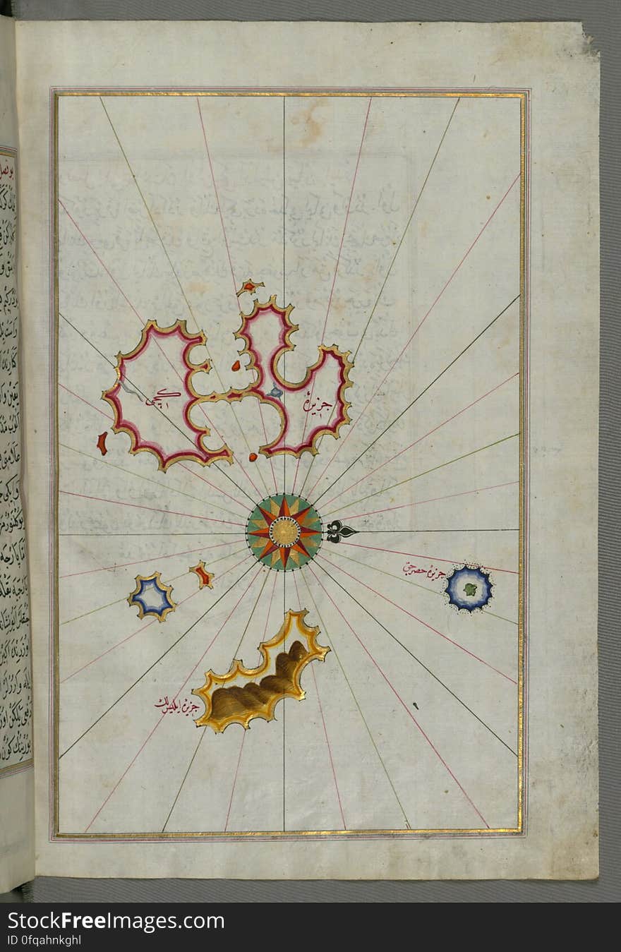 Originally composed in 932 AH / 1525 CE and dedicated to Sultan Süleyman I &#x28;&quot;The Magnificent&quot;&#x29;, this great work by Piri Reis &#x28;d. 962 AH / 1555 CE&#x29; on navigation was later revised and expanded. The present manuscript, made mostly in the late 11th AH / 17th CE century, is based on the later expanded version with some 240 exquisitely executed maps and portolan charts. They include a world map &#x28;fol.41a&#x29; with the outline of the Americas, as well as coastlines &#x28;bays, capes, peninsulas&#x29;, islands, mountains and cities of the Mediterranean basin and the Black Sea. The work starts with the description of the coastline of Anatolia and the islands of the Aegean Sea, the Peloponnese peninsula and eastern and western coasts of the Adriatic Sea. It then proceeds to describe the western shores of Italy, southern France, Spain, North Africa, Palestine, Israel, Lebanon, Syria, western Anatolia, various islands north of Crete, Sea of Marmara, Bosporus and the Black Sea. It ends with a map of the shores of the the Caspian Sea &#x28;fol.374a&#x29;. See this manuscript page by page at the Walters Art Museum website: art.thewalters.org/viewwoa.aspx?id=19195. Originally composed in 932 AH / 1525 CE and dedicated to Sultan Süleyman I &#x28;&quot;The Magnificent&quot;&#x29;, this great work by Piri Reis &#x28;d. 962 AH / 1555 CE&#x29; on navigation was later revised and expanded. The present manuscript, made mostly in the late 11th AH / 17th CE century, is based on the later expanded version with some 240 exquisitely executed maps and portolan charts. They include a world map &#x28;fol.41a&#x29; with the outline of the Americas, as well as coastlines &#x28;bays, capes, peninsulas&#x29;, islands, mountains and cities of the Mediterranean basin and the Black Sea. The work starts with the description of the coastline of Anatolia and the islands of the Aegean Sea, the Peloponnese peninsula and eastern and western coasts of the Adriatic Sea. It then proceeds to describe the western shores of Italy, southern France, Spain, North Africa, Palestine, Israel, Lebanon, Syria, western Anatolia, various islands north of Crete, Sea of Marmara, Bosporus and the Black Sea. It ends with a map of the shores of the the Caspian Sea &#x28;fol.374a&#x29;. See this manuscript page by page at the Walters Art Museum website: art.thewalters.org/viewwoa.aspx?id=19195