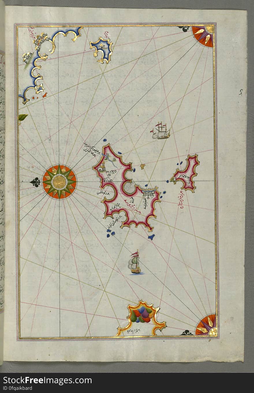 Originally composed in 932 AH / 1525 CE and dedicated to Sultan Süleyman I &#x28;&quot;The Magnificent&quot;&#x29;, this great work by Piri Reis &#x28;d. 962 AH / 1555 CE&#x29; on navigation was later revised and expanded. The present manuscript, made mostly in the late 11th AH / 17th CE century, is based on the later expanded version with some 240 exquisitely executed maps and portolan charts. They include a world map &#x28;fol.41a&#x29; with the outline of the Americas, as well as coastlines &#x28;bays, capes, peninsulas&#x29;, islands, mountains and cities of the Mediterranean basin and the Black Sea. The work starts with the description of the coastline of Anatolia and the islands of the Aegean Sea, the Peloponnese peninsula and eastern and western coasts of the Adriatic Sea. It then proceeds to describe the western shores of Italy, southern France, Spain, North Africa, Palestine, Israel, Lebanon, Syria, western Anatolia, various islands north of Crete, Sea of Marmara, Bosporus and the Black Sea. It ends with a map of the shores of the the Caspian Sea &#x28;fol.374a&#x29;. See this manuscript page by page at the Walters Art Museum website: art.thewalters.org/viewwoa.aspx?id=19195. Originally composed in 932 AH / 1525 CE and dedicated to Sultan Süleyman I &#x28;&quot;The Magnificent&quot;&#x29;, this great work by Piri Reis &#x28;d. 962 AH / 1555 CE&#x29; on navigation was later revised and expanded. The present manuscript, made mostly in the late 11th AH / 17th CE century, is based on the later expanded version with some 240 exquisitely executed maps and portolan charts. They include a world map &#x28;fol.41a&#x29; with the outline of the Americas, as well as coastlines &#x28;bays, capes, peninsulas&#x29;, islands, mountains and cities of the Mediterranean basin and the Black Sea. The work starts with the description of the coastline of Anatolia and the islands of the Aegean Sea, the Peloponnese peninsula and eastern and western coasts of the Adriatic Sea. It then proceeds to describe the western shores of Italy, southern France, Spain, North Africa, Palestine, Israel, Lebanon, Syria, western Anatolia, various islands north of Crete, Sea of Marmara, Bosporus and the Black Sea. It ends with a map of the shores of the the Caspian Sea &#x28;fol.374a&#x29;. See this manuscript page by page at the Walters Art Museum website: art.thewalters.org/viewwoa.aspx?id=19195