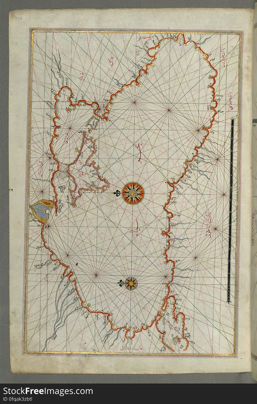 Originally composed in 932 AH / 1525 CE and dedicated to Sultan Süleyman I &#x28;&quot;The Magnificent&quot;&#x29;, this great work by Piri Reis &#x28;d. 962 AH / 1555 CE&#x29; on navigation was later revised and expanded. The present manuscript, made mostly in the late 11th AH / 17th CE century, is based on the later expanded version with some 240 exquisitely executed maps and portolan charts. They include a world map &#x28;fol.41a&#x29; with the outline of the Americas, as well as coastlines &#x28;bays, capes, peninsulas&#x29;, islands, mountains and cities of the Mediterranean basin and the Black Sea. The work starts with the description of the coastline of Anatolia and the islands of the Aegean Sea, the Peloponnese peninsula and eastern and western coasts of the Adriatic Sea. It then proceeds to describe the western shores of Italy, southern France, Spain, North Africa, Palestine, Israel, Lebanon, Syria, western Anatolia, various islands north of Crete, Sea of Marmara, Bosporus and the Black Sea. It ends with a map of the shores of the the Caspian Sea &#x28;fol.374a&#x29;. See this manuscript page by page at the Walters Art Museum website: art.thewalters.org/viewwoa.aspx?id=19195. Originally composed in 932 AH / 1525 CE and dedicated to Sultan Süleyman I &#x28;&quot;The Magnificent&quot;&#x29;, this great work by Piri Reis &#x28;d. 962 AH / 1555 CE&#x29; on navigation was later revised and expanded. The present manuscript, made mostly in the late 11th AH / 17th CE century, is based on the later expanded version with some 240 exquisitely executed maps and portolan charts. They include a world map &#x28;fol.41a&#x29; with the outline of the Americas, as well as coastlines &#x28;bays, capes, peninsulas&#x29;, islands, mountains and cities of the Mediterranean basin and the Black Sea. The work starts with the description of the coastline of Anatolia and the islands of the Aegean Sea, the Peloponnese peninsula and eastern and western coasts of the Adriatic Sea. It then proceeds to describe the western shores of Italy, southern France, Spain, North Africa, Palestine, Israel, Lebanon, Syria, western Anatolia, various islands north of Crete, Sea of Marmara, Bosporus and the Black Sea. It ends with a map of the shores of the the Caspian Sea &#x28;fol.374a&#x29;. See this manuscript page by page at the Walters Art Museum website: art.thewalters.org/viewwoa.aspx?id=19195