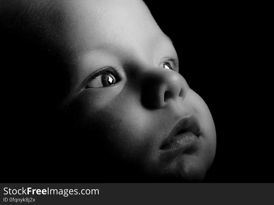 Grayscale Photography of Baby Face