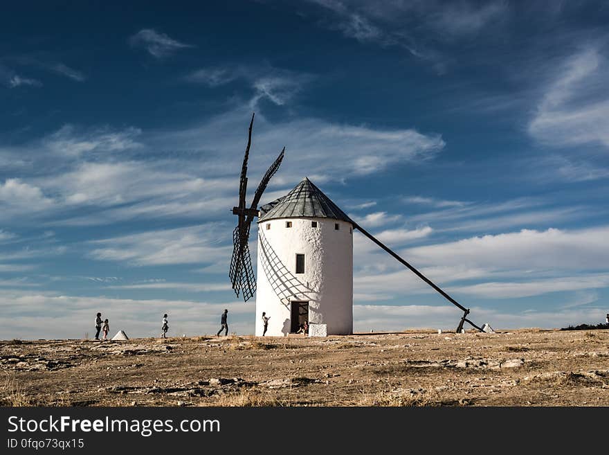 White and Black Windmill Building